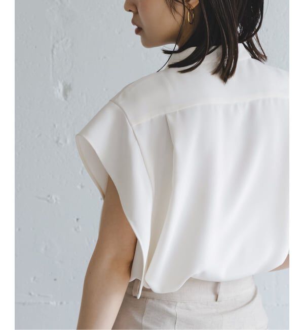 NOBLE「《WEB限定追加予約》【洗える】スクエアースリーブフロントオープンブラウス」|シャツ・ブラウス|