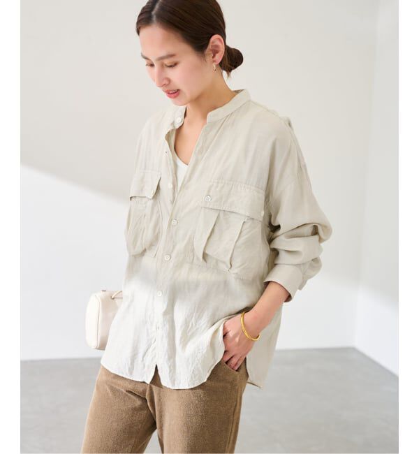 FRAMeWORK「キュプラコットンワッシャーシャツ」|シャツ・ブラウス|ベージュ