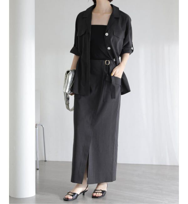  「【洗える】リネン混タイトスカート」|スカート|