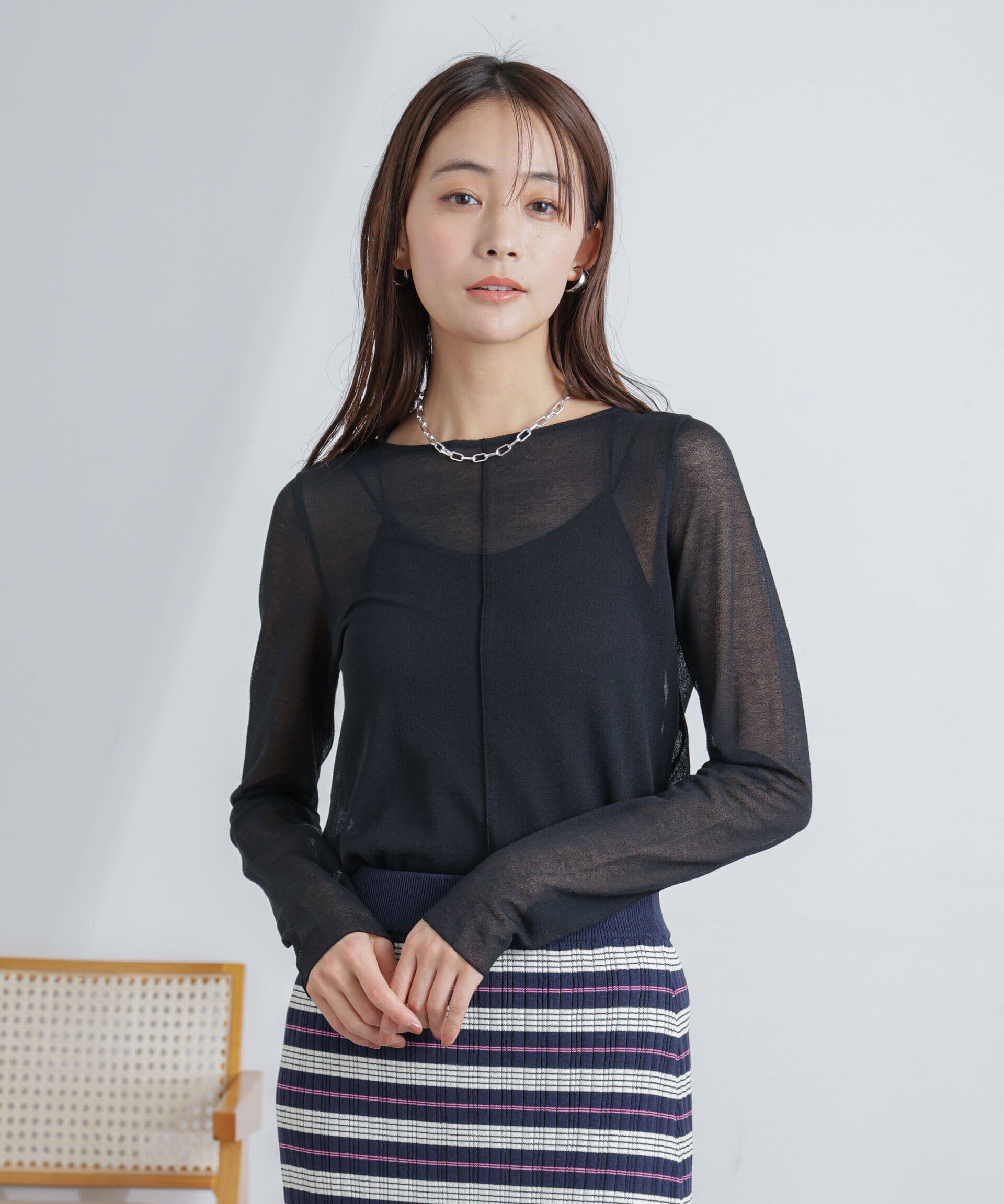 nano･universe「梨地シアーカットトップス」|Tシャツ・カットソー|