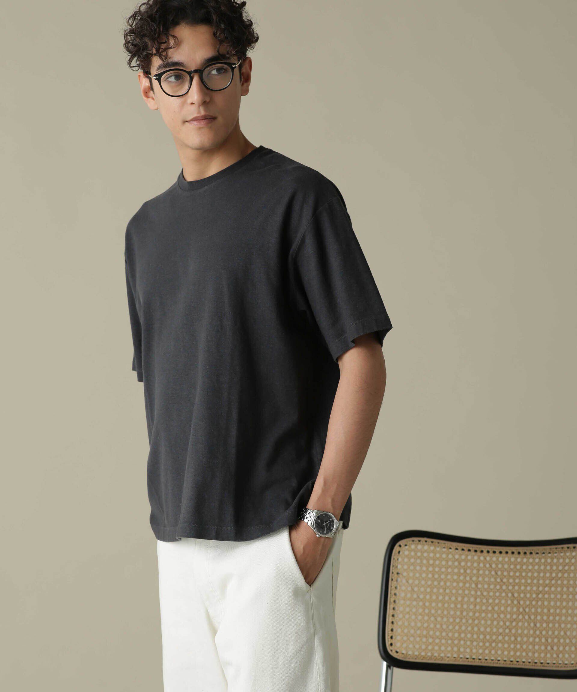 nano･universe「「NJ/CLUB」HOMESTOCK ガーメントダイコットンヘンプTシャツ」|Tシャツ・カットソー|