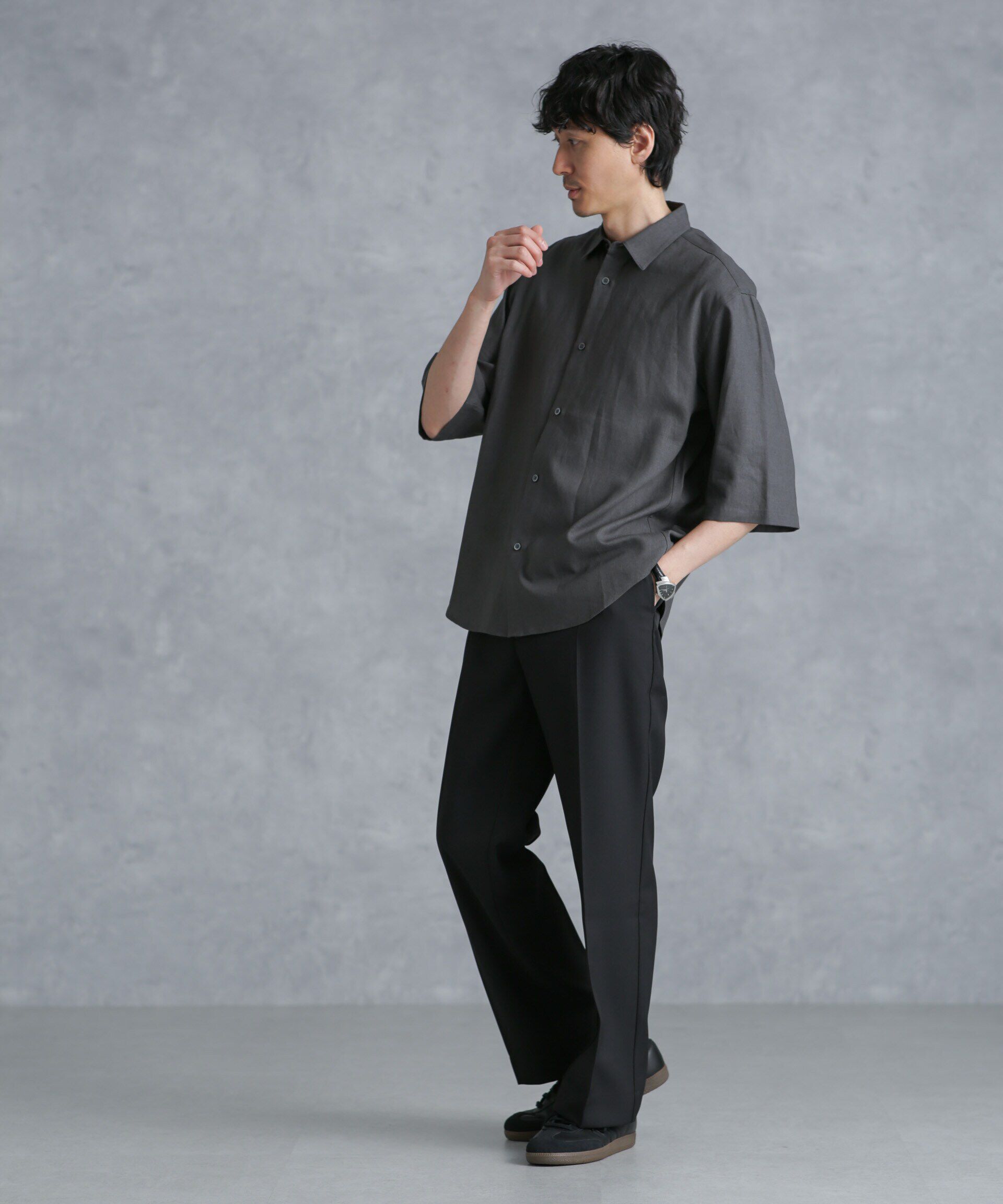 nano･universe「フレンチリネンレギュラーカラーシャツ 7分袖」|シャツ・ブラウス|