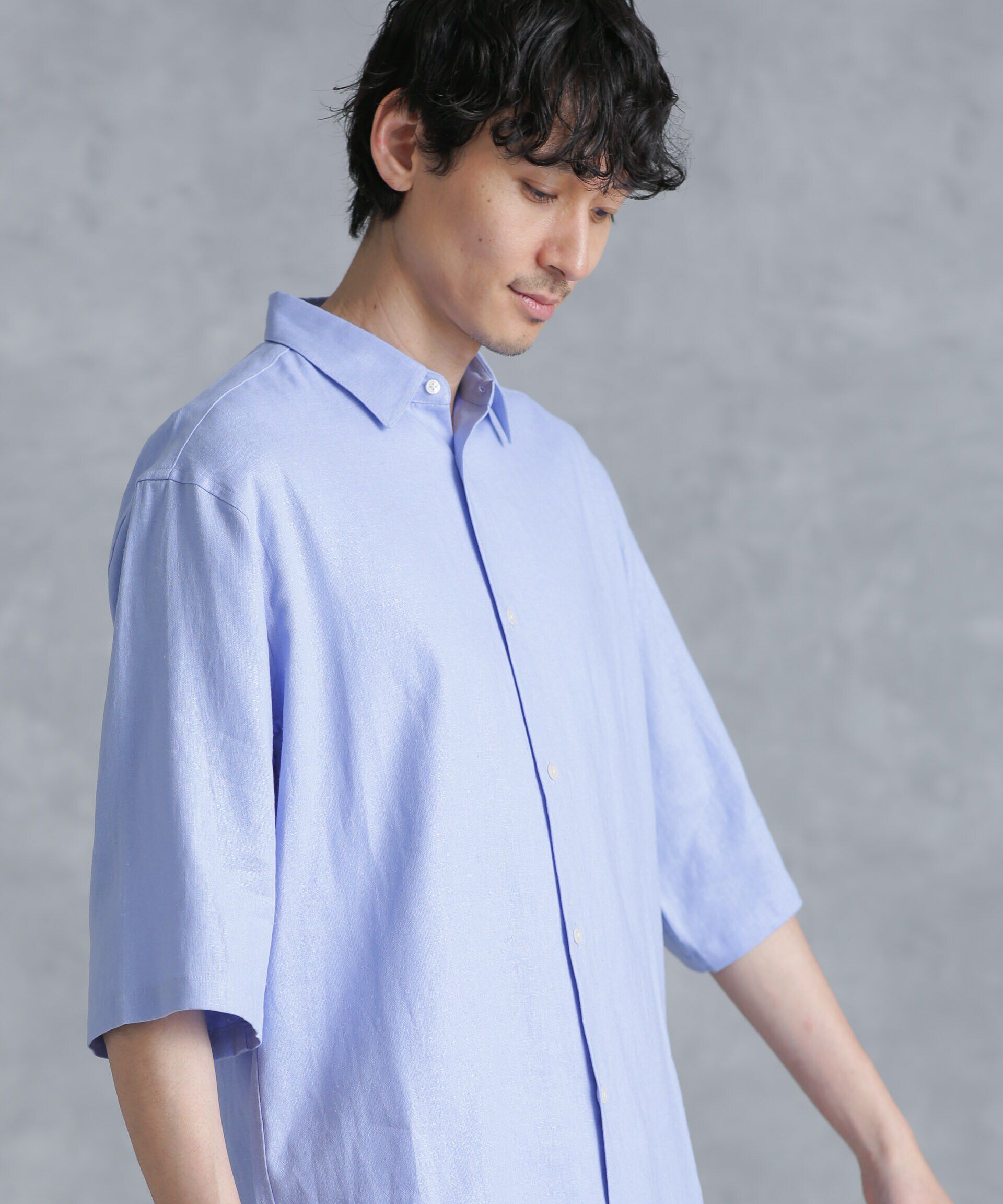 nano･universe「フレンチリネンレギュラーカラーシャツ 7分袖」|シャツ・ブラウス|