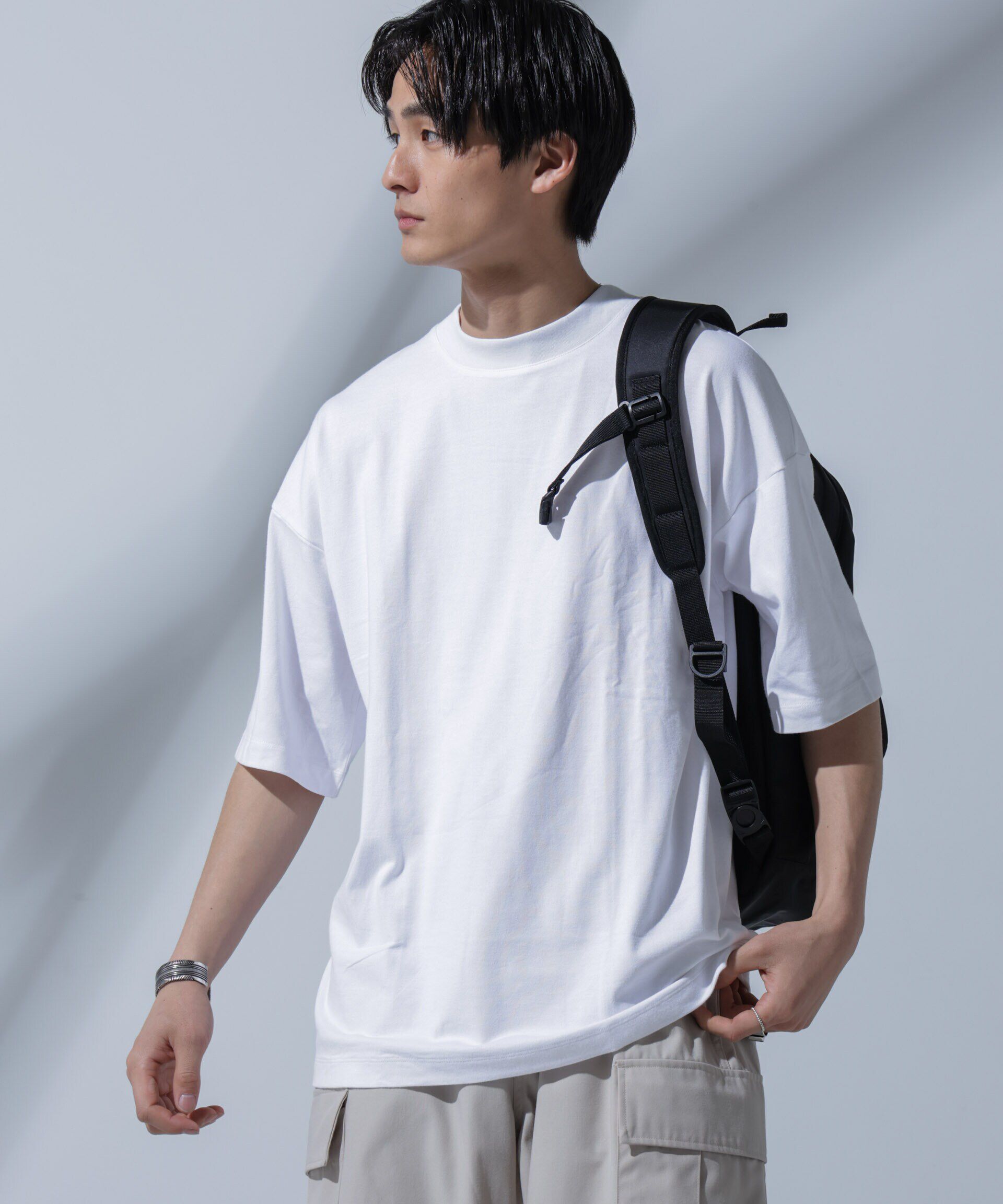 nano･universe「Anti Soaked(R)汗染み防止 クルーネックビッグT」|Tシャツ・カットソー|ホワイト