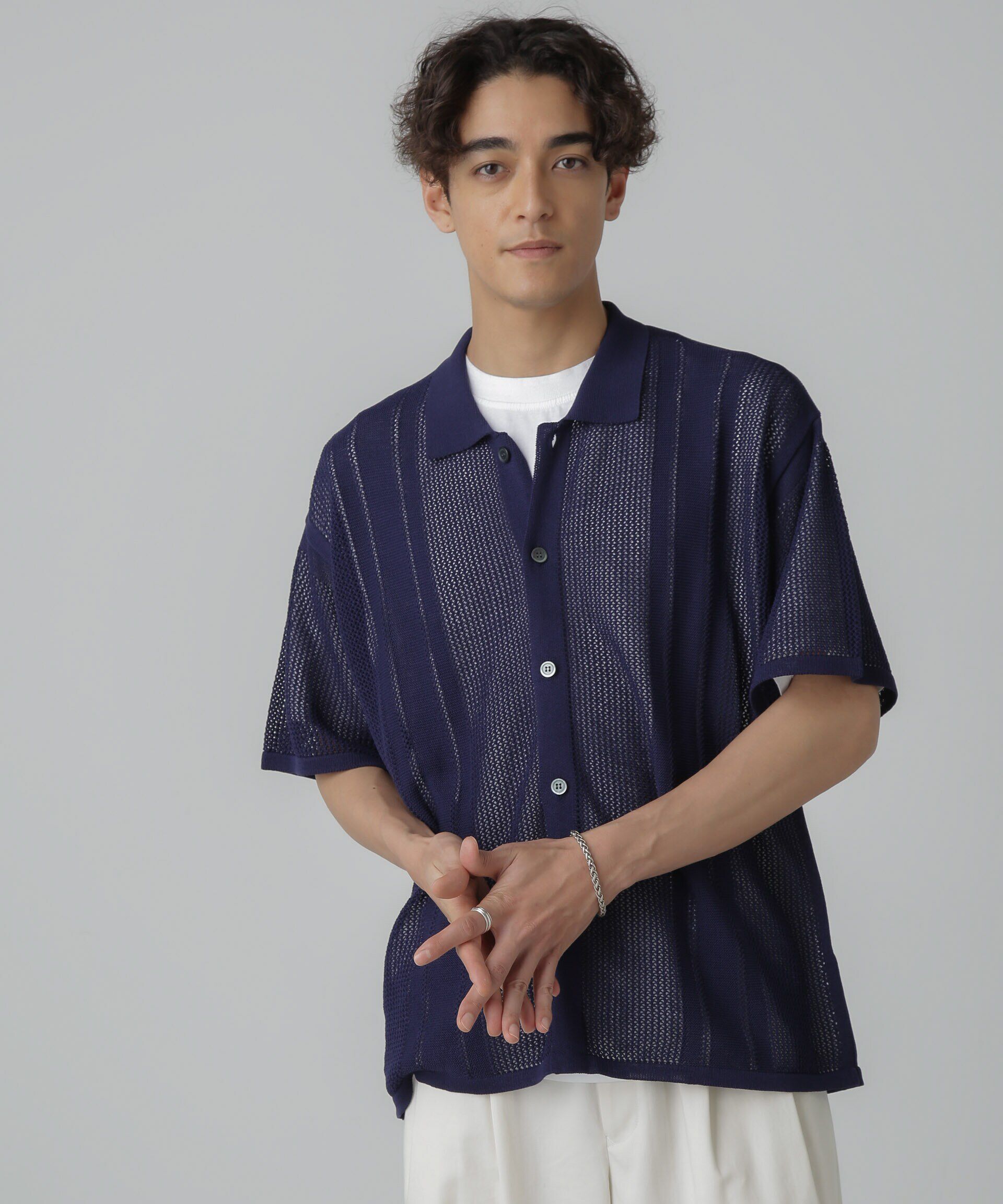 nano･universe「ドライタッチニットシャツ 半袖」|シャツ・ブラウス|