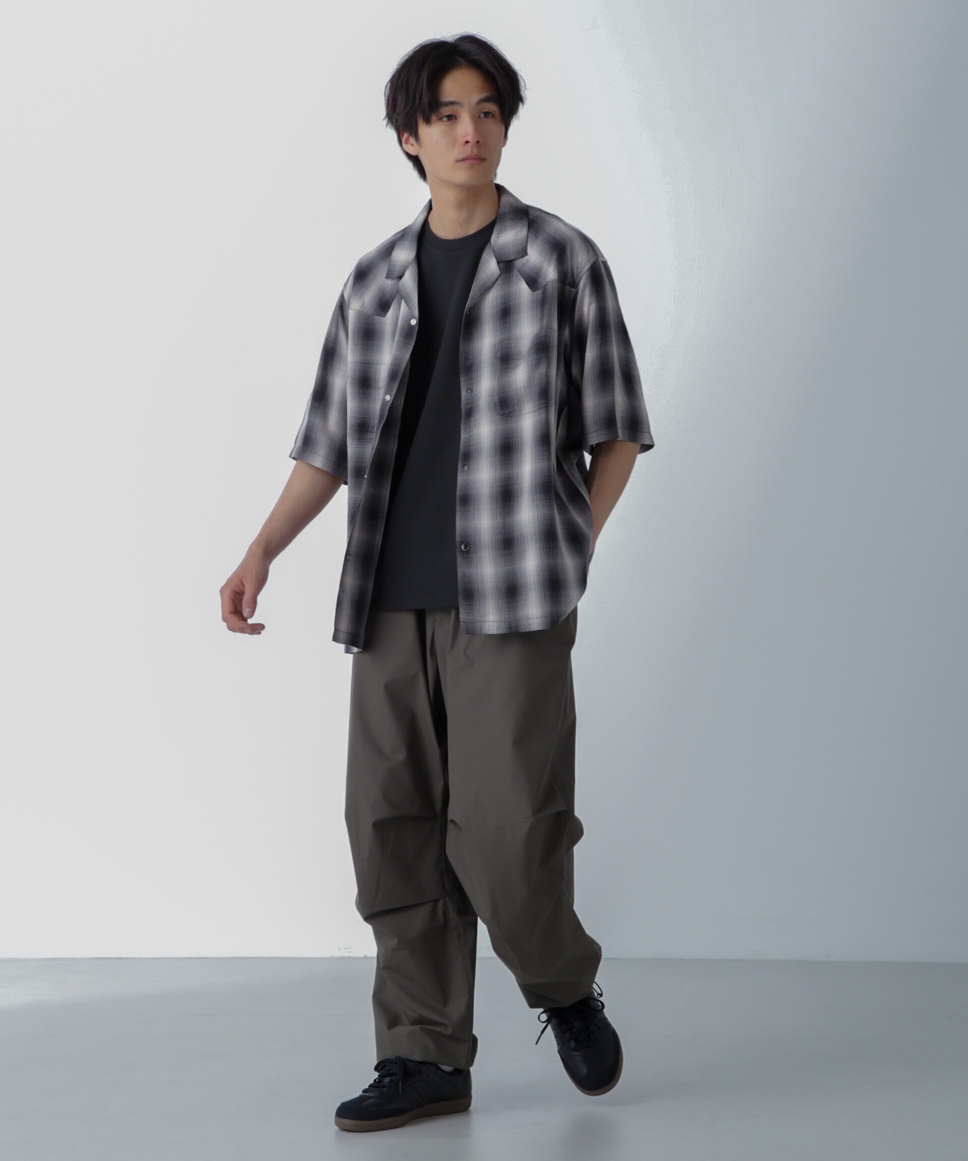 nano･universe「レーヨンオンブレチェックシャツ 半袖」|シャツ・ブラウス|