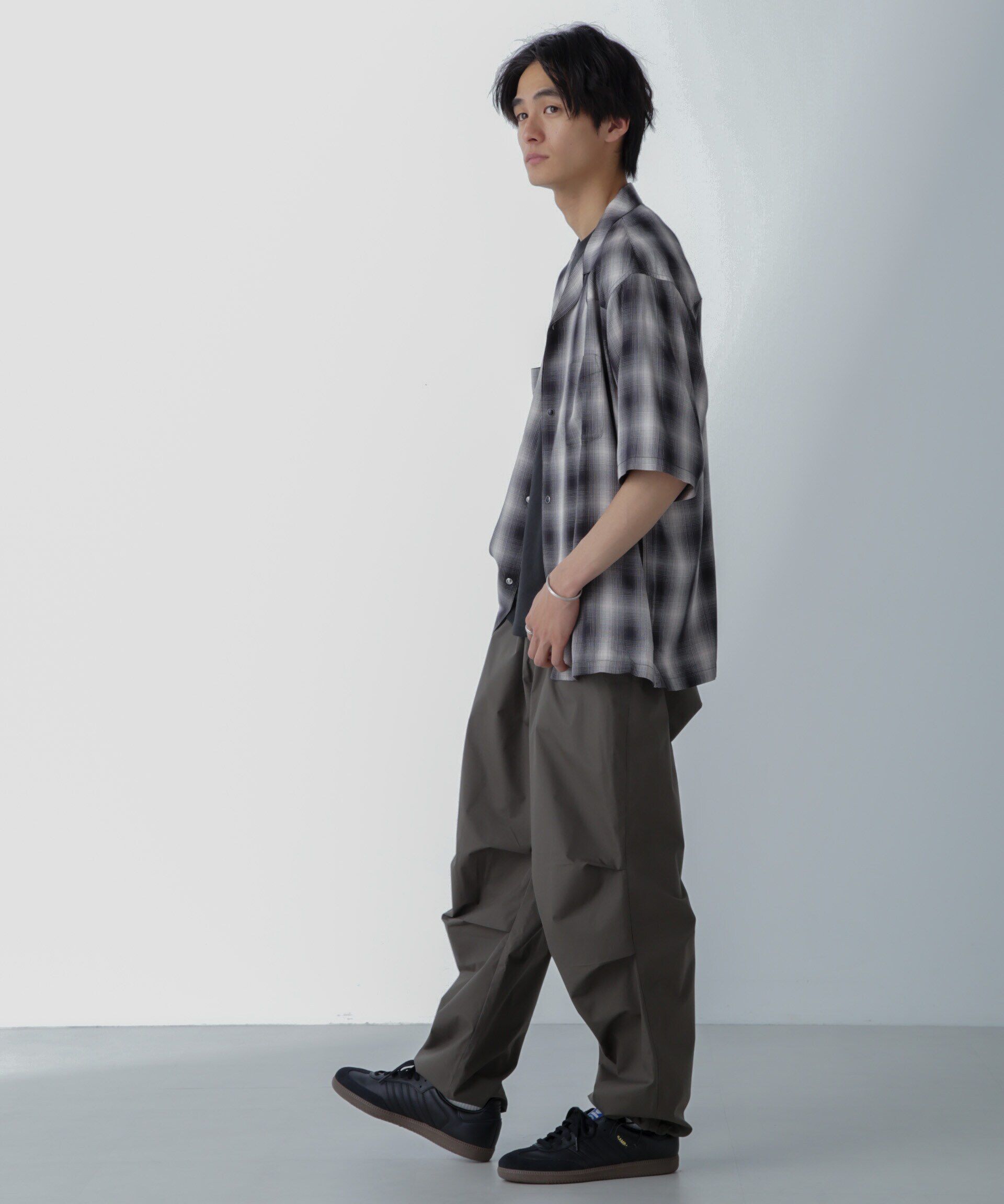 nano･universe「レーヨンオンブレチェックシャツ 半袖」|シャツ・ブラウス|