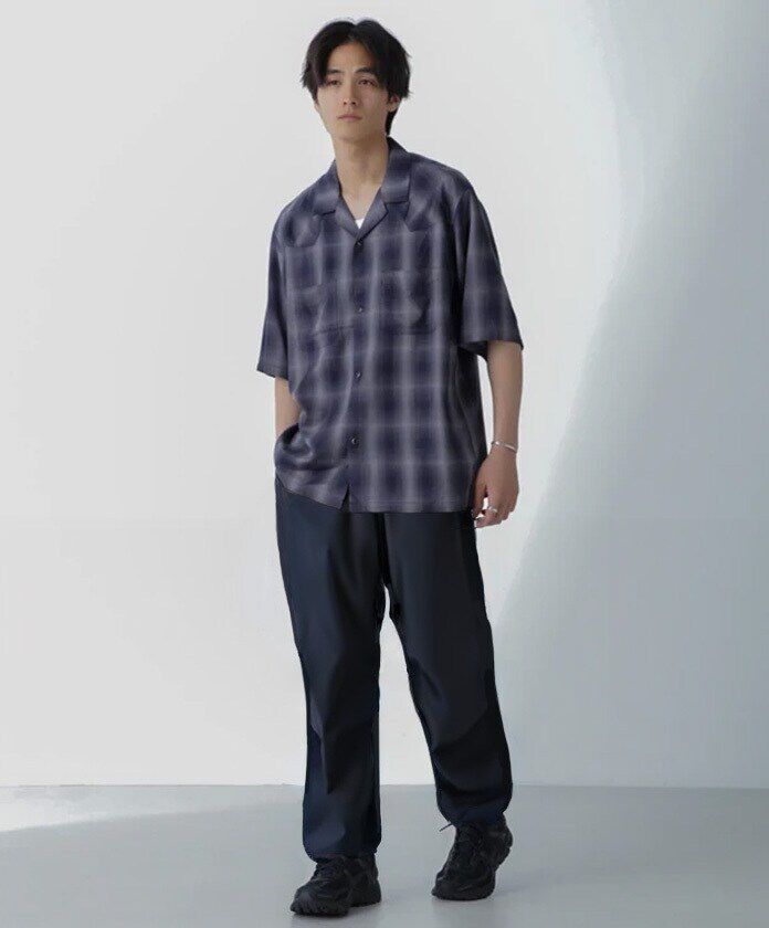 nano･universe「レーヨンオンブレチェックシャツ 半袖」|シャツ・ブラウス|
