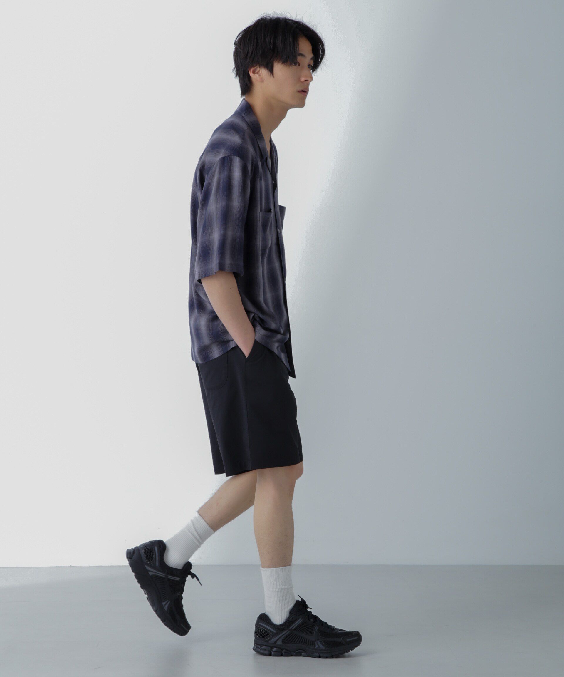 nano･universe「レーヨンオンブレチェックシャツ 半袖」|シャツ・ブラウス|