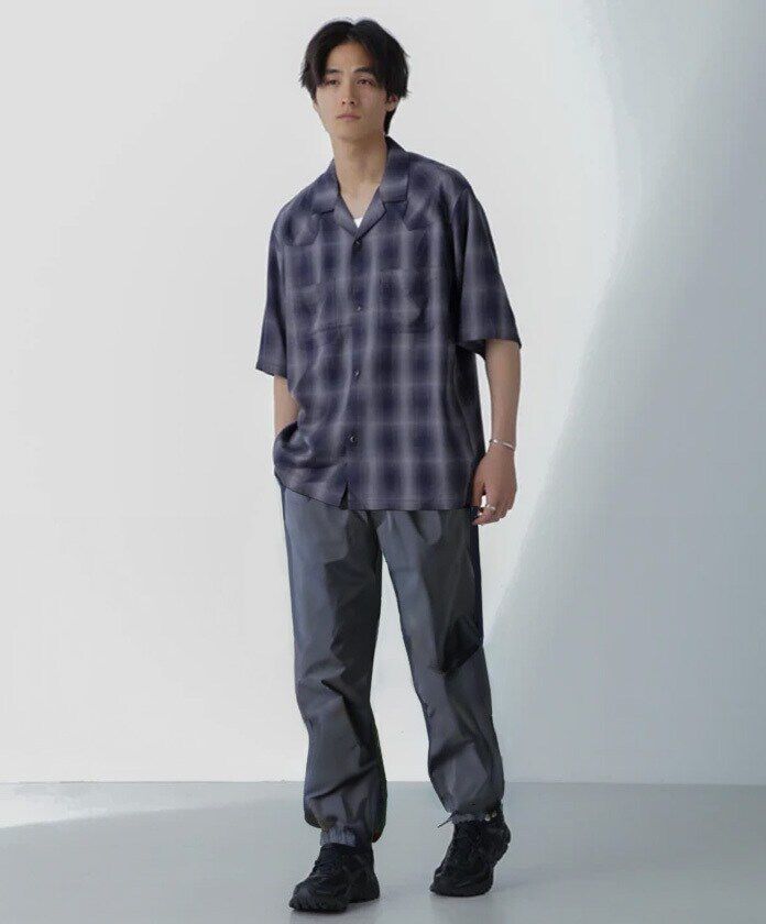nano･universe「レーヨンオンブレチェックシャツ 半袖」|シャツ・ブラウス|