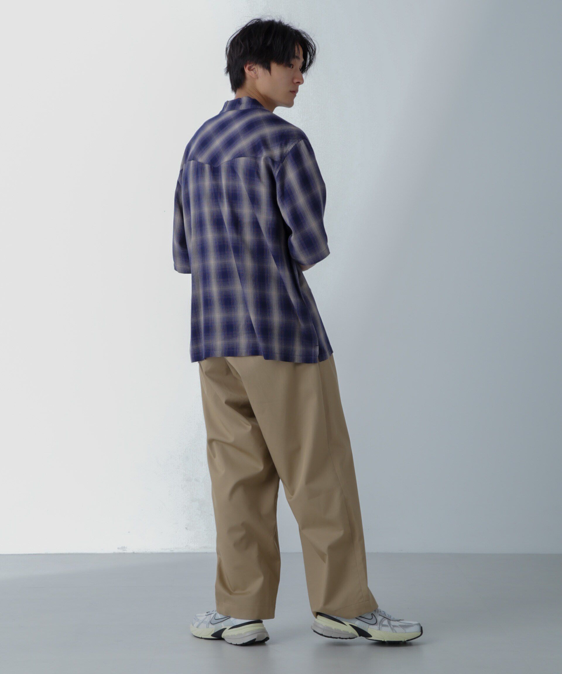 nano･universe「レーヨンオンブレチェックシャツ 半袖」|シャツ・ブラウス|