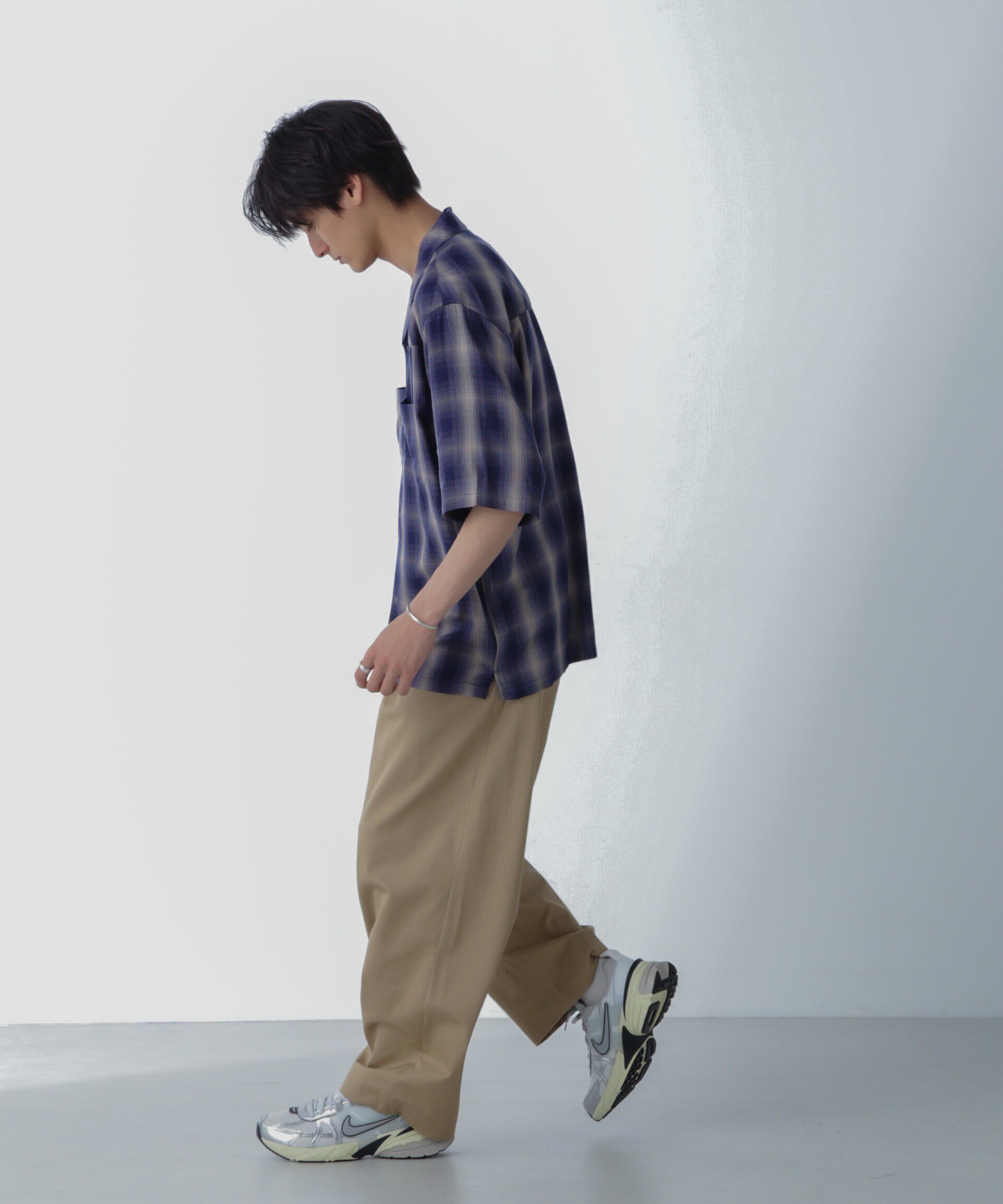 nano･universe「レーヨンオンブレチェックシャツ 半袖」|シャツ・ブラウス|