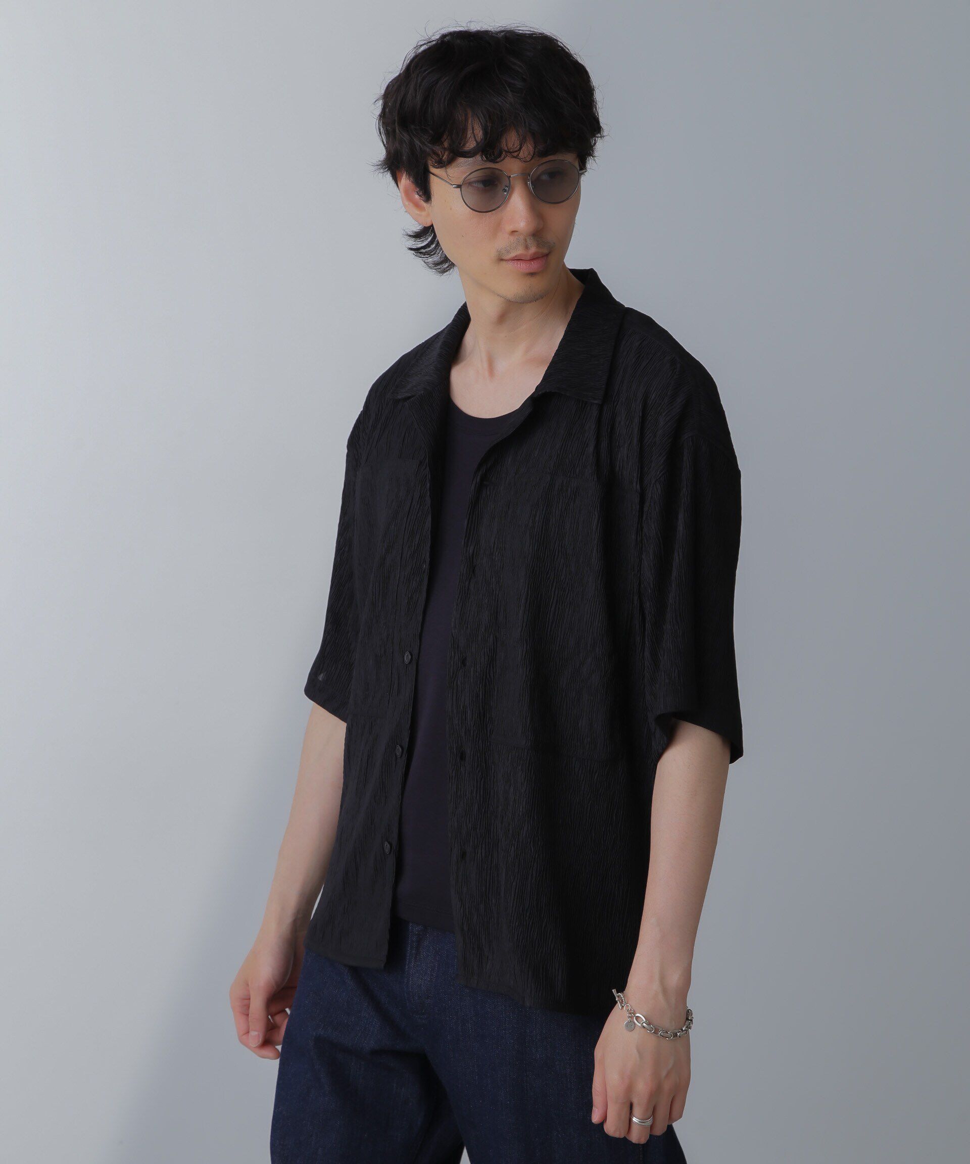 nano･universe「NORMANBROS別注ワイドポケット楊柳シャツ 半袖」|シャツ・ブラウス|