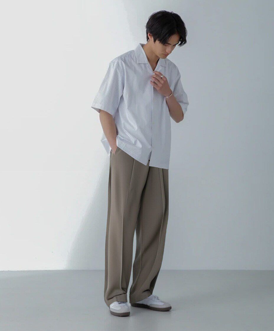 nano･universe「ストライプコンビ ハーフスリーブシャツ」|シャツ・ブラウス|