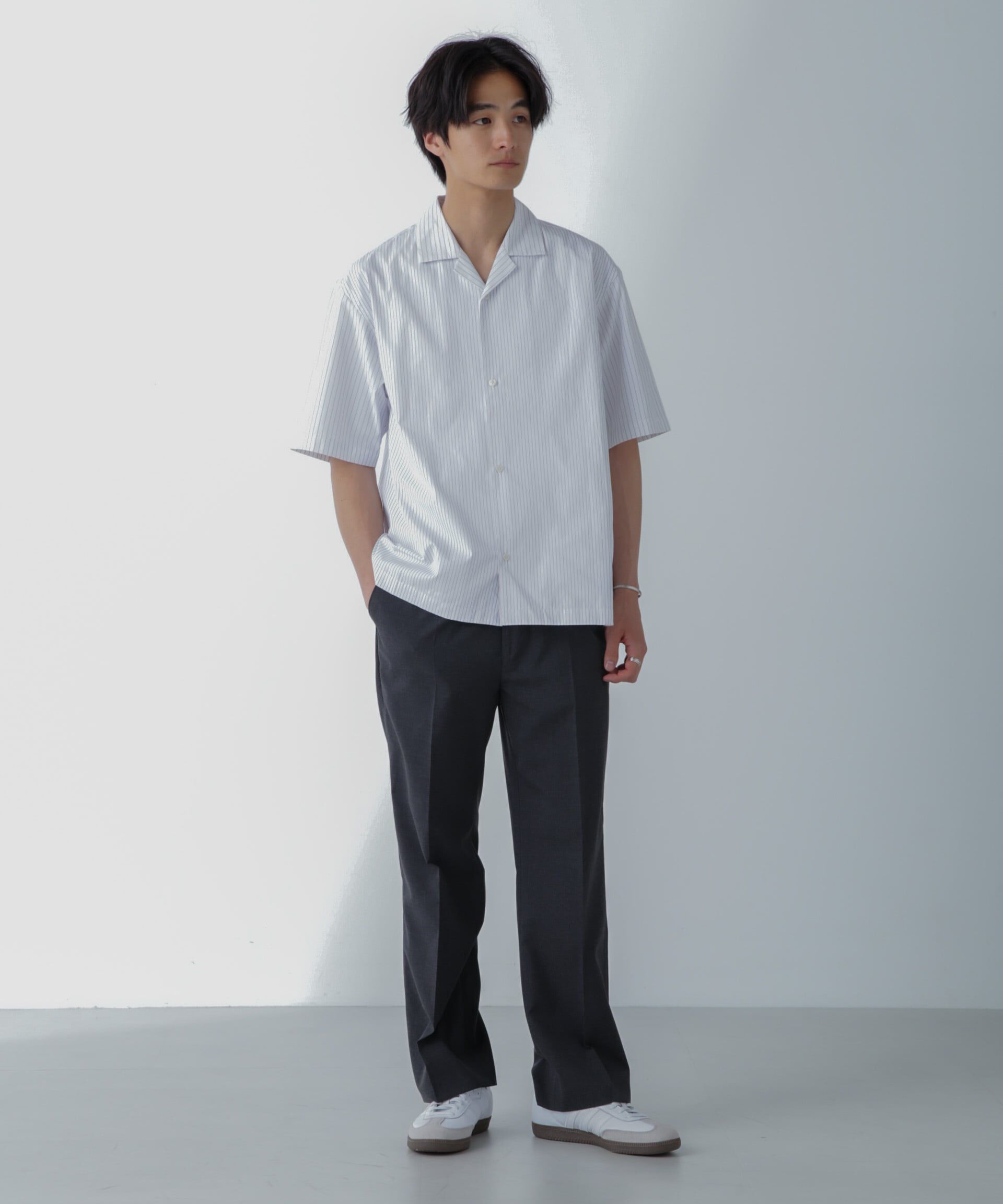 nano･universe「ストライプコンビ ハーフスリーブシャツ」|シャツ・ブラウス|