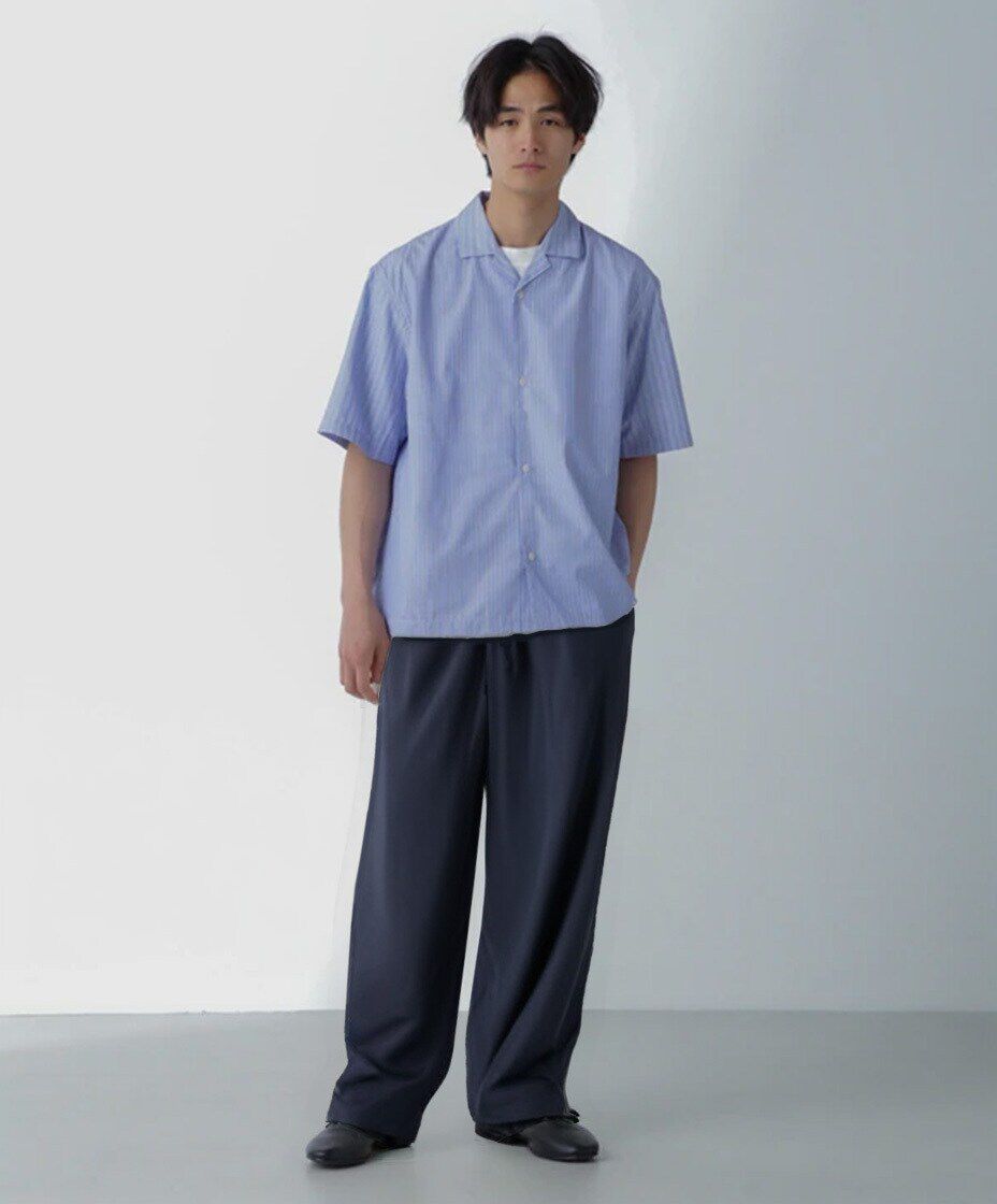 nano･universe「ストライプコンビ ハーフスリーブシャツ」|シャツ・ブラウス|