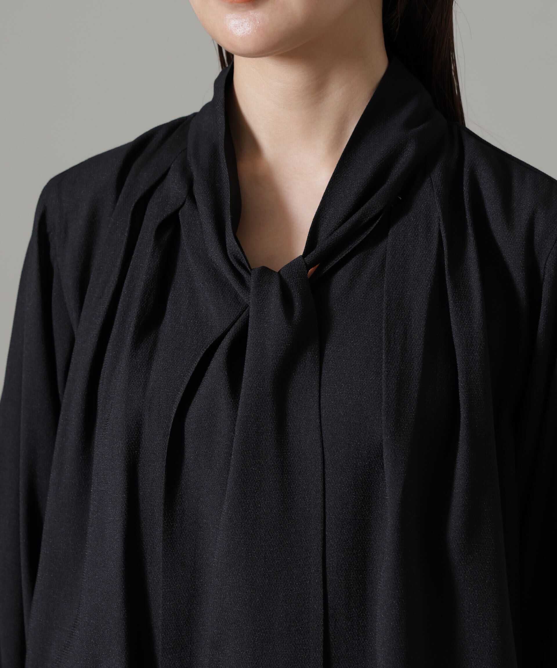 nano･universe「リンクルドビーリボンタイブラウス」|シャツ・ブラウス|