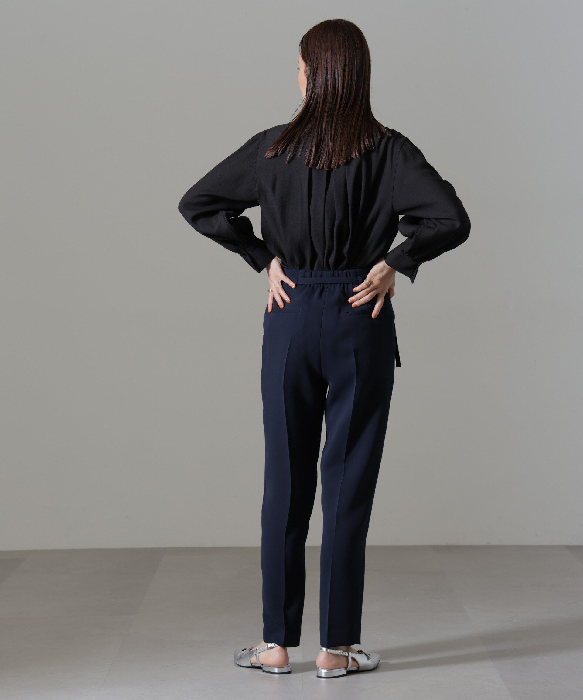 nano･universe「リンクルドビーリボンタイブラウス」|シャツ・ブラウス|