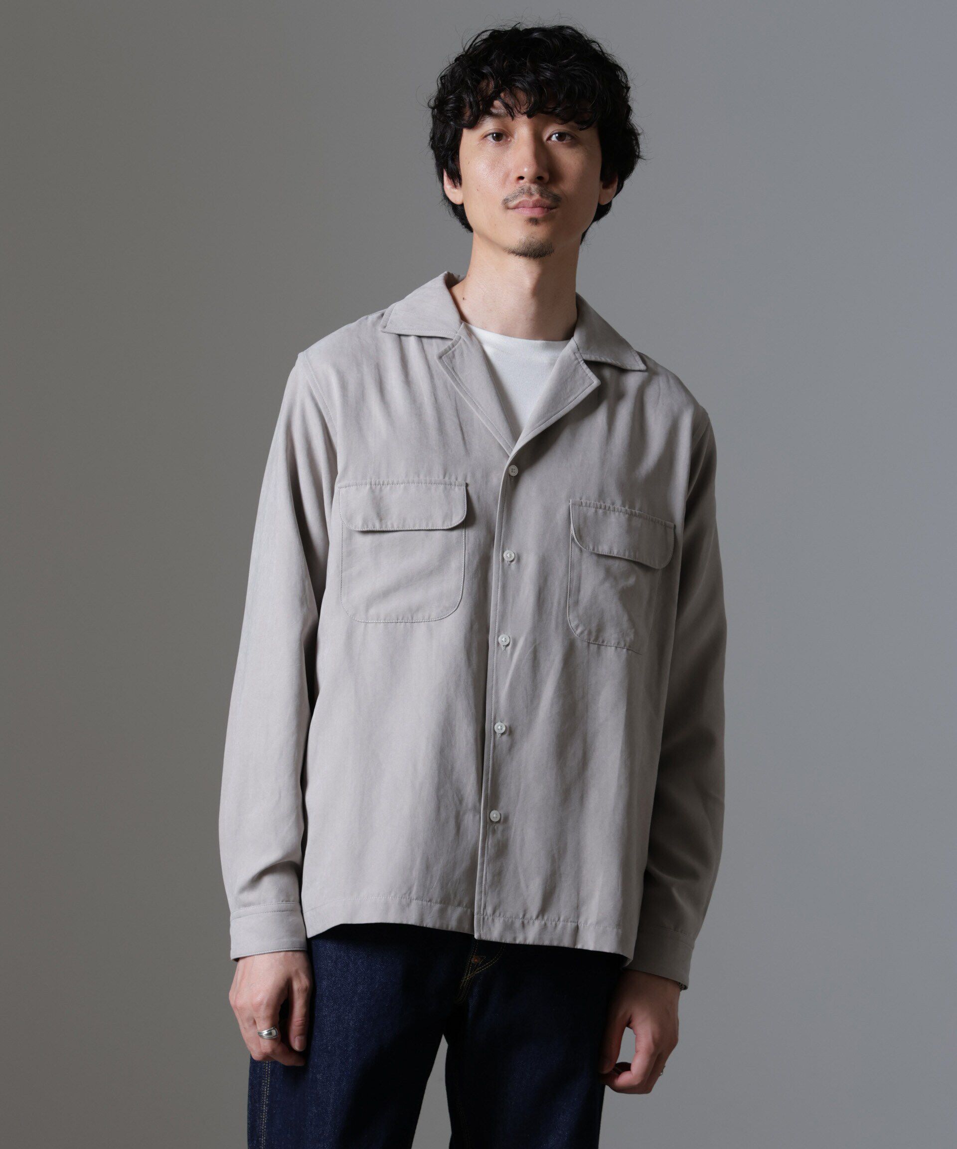 nano･universe「スウェードライクオープンカラーシャツ」|シャツ・ブラウス|