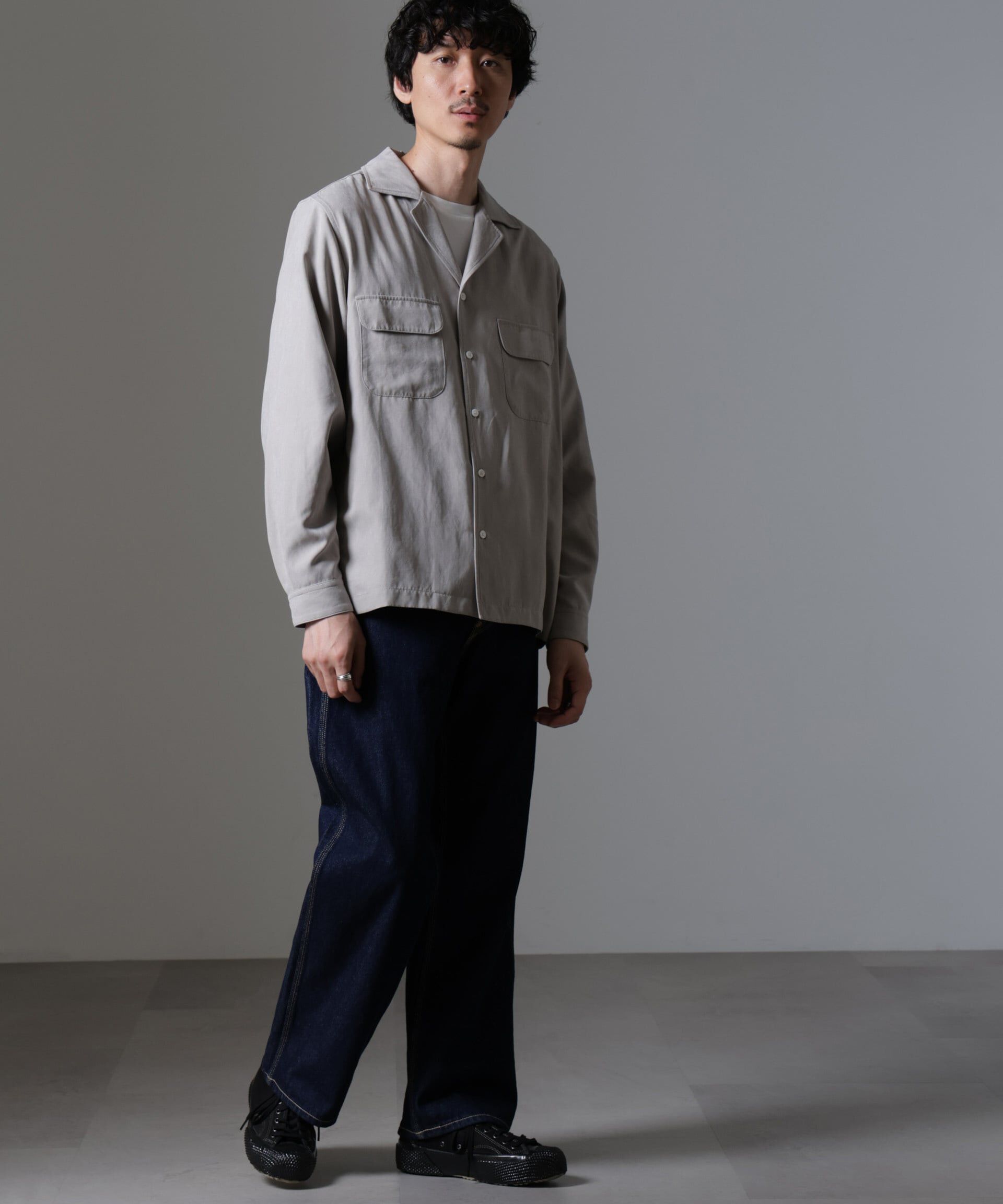 nano･universe「スウェードライクオープンカラーシャツ」|シャツ・ブラウス|