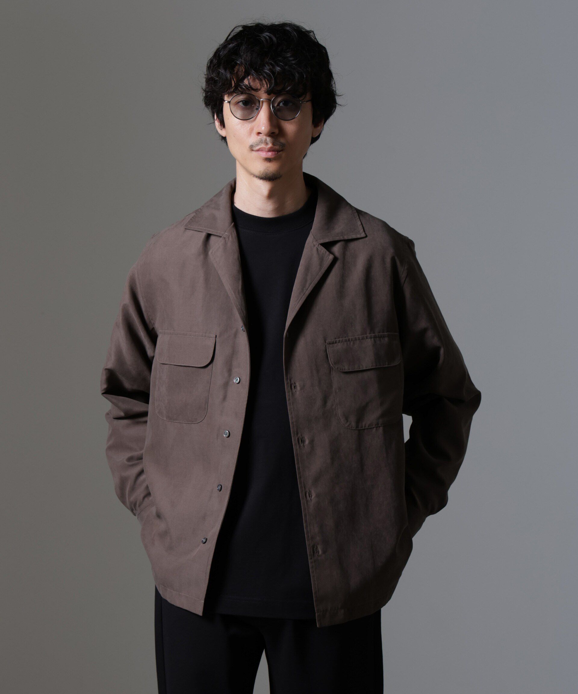 nano･universe「スウェードライクオープンカラーシャツ」|シャツ・ブラウス|