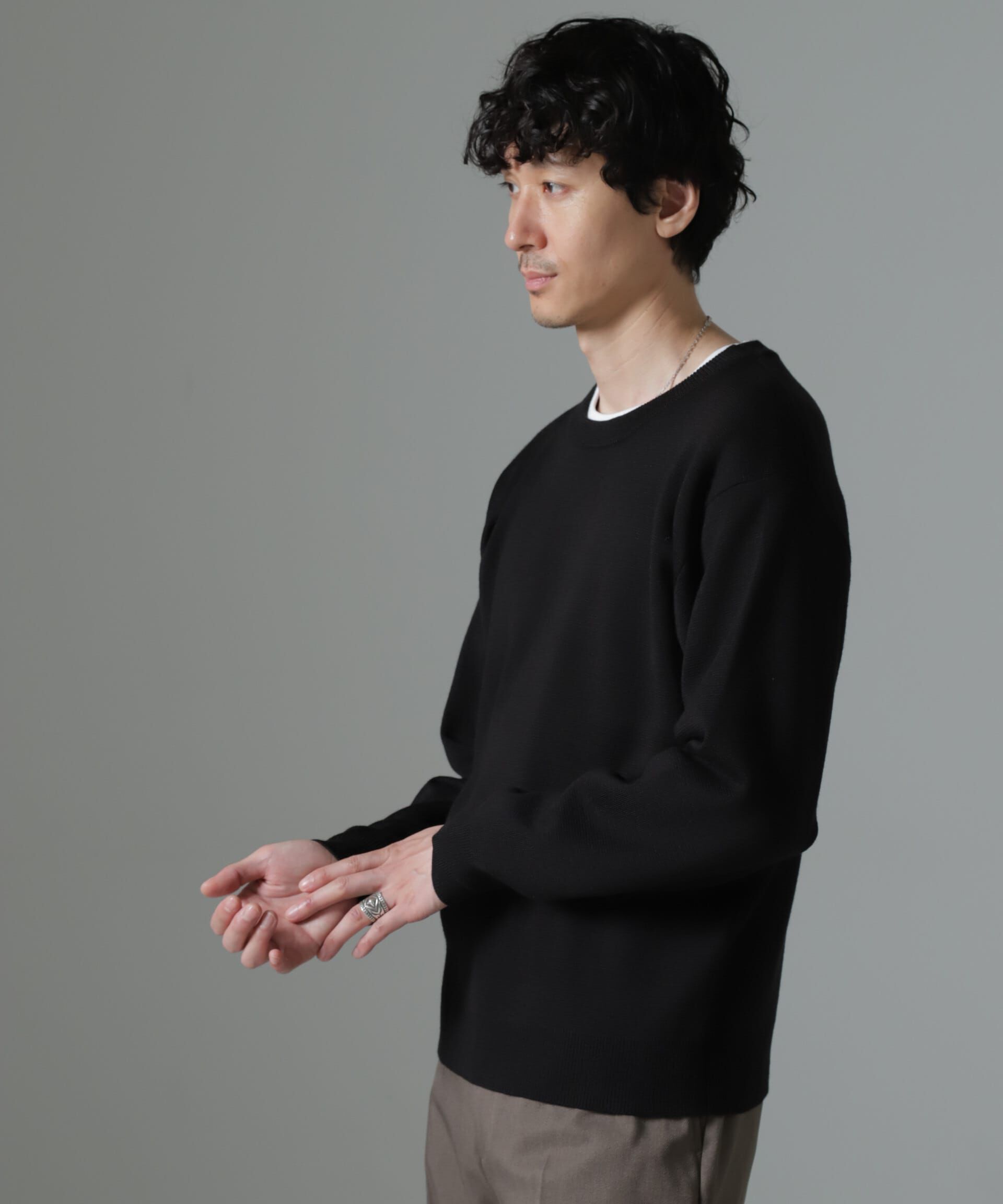 nano･universe「タスマニアミックス ミラノリブリラックスクルーネックニット」|ニット・セーター|