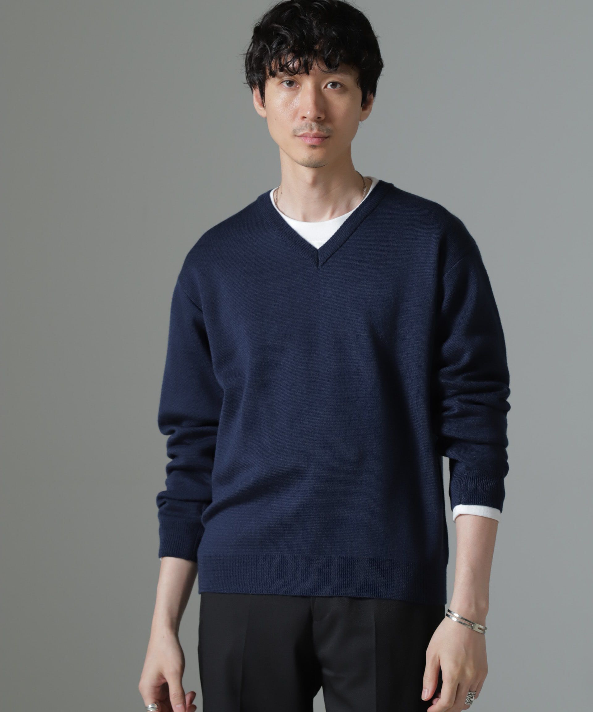 nano･universe「タスマニアミックス ミラノリブリラックスＶネックニット」|ニット・セーター|