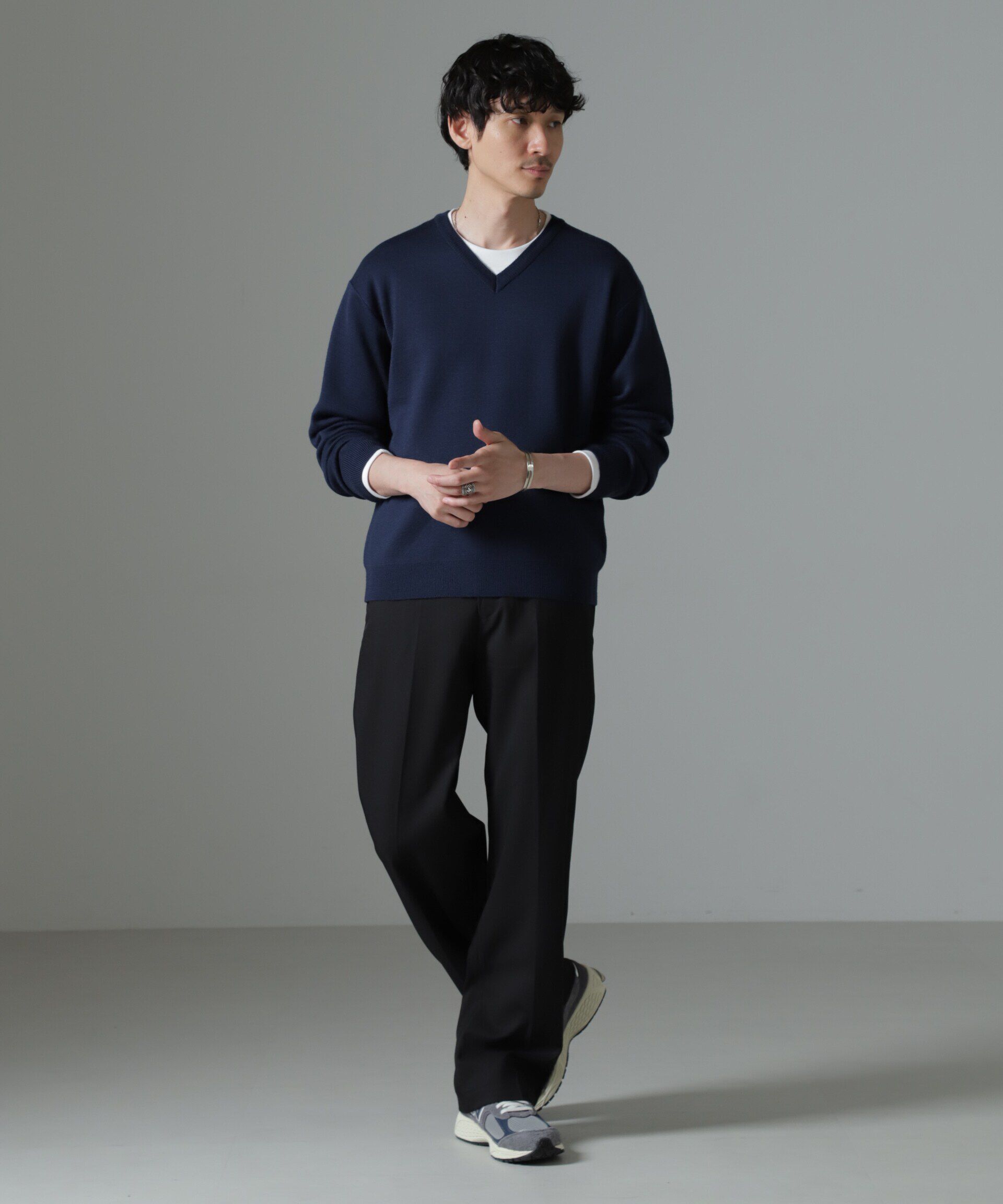 nano･universe「タスマニアミックス ミラノリブリラックスＶネックニット」|ニット・セーター|