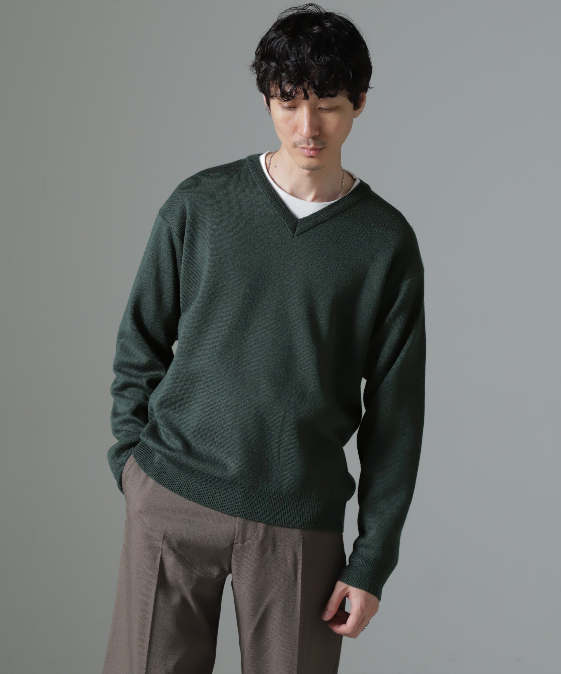 nano･universe「タスマニアミックス ミラノリブリラックスＶネックニット」|ニット・セーター|