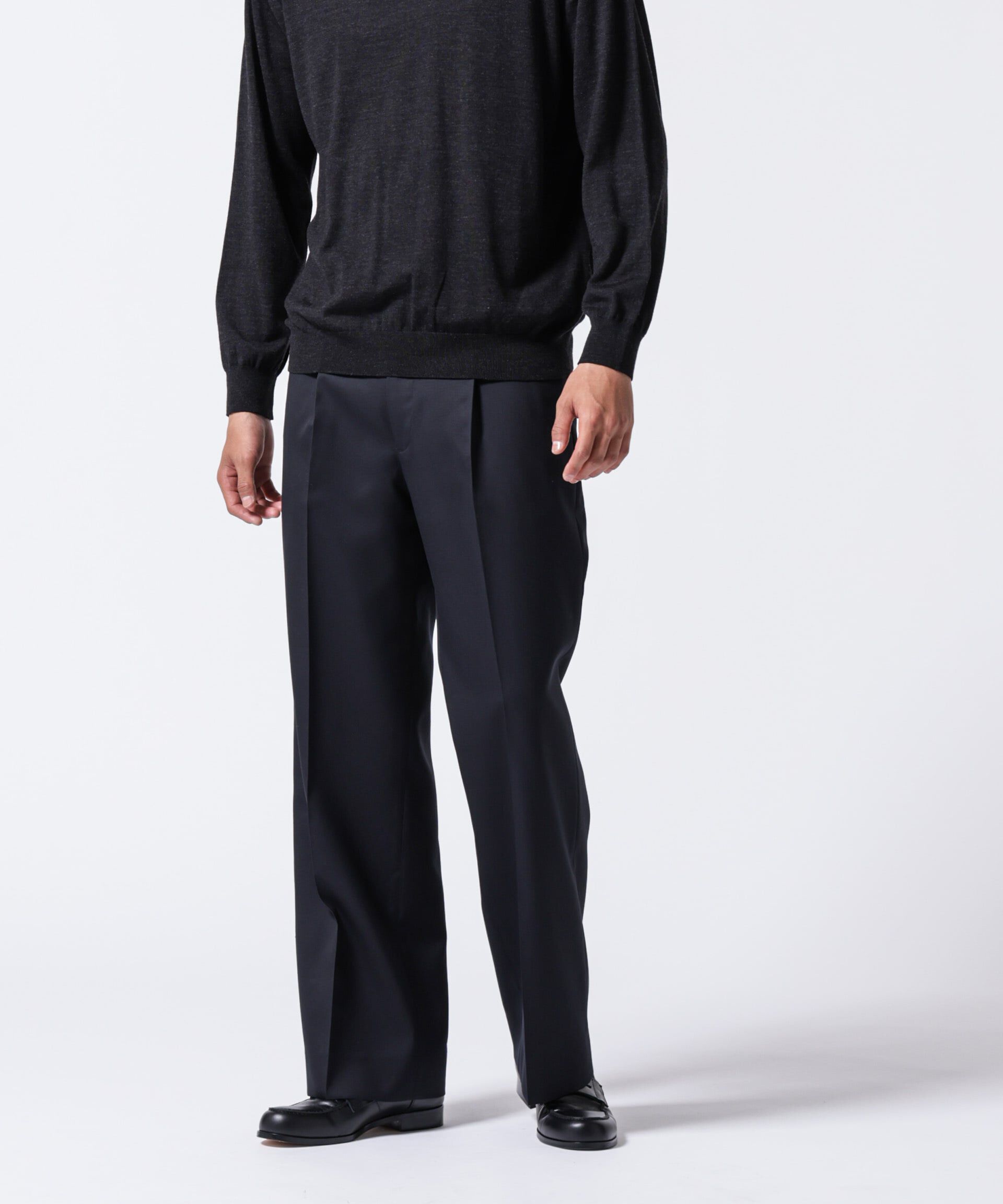 nano･universe「「ASSEMBLANC」クリースワイドパンツ(セットアップ可)」|スーツ|ブラック