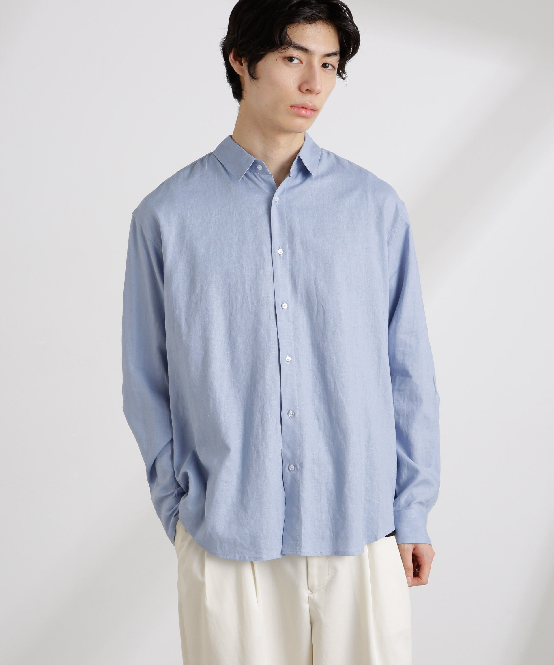 nano･universe「アンチスメルリネン レギュラーカラーシャツ 長袖」|シャツ・ブラウス|