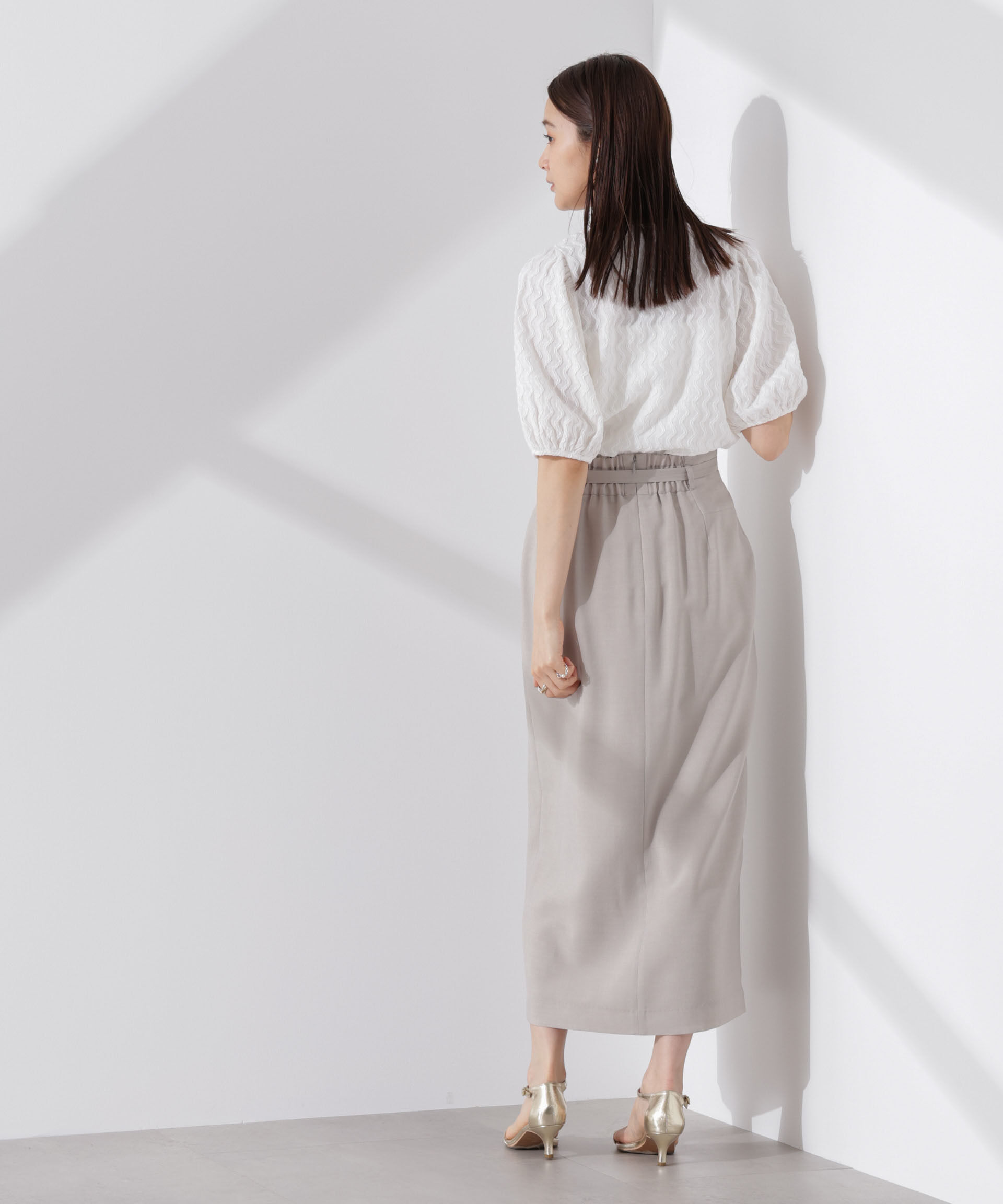 nano･universe「ウェーブジャガードボリュームスリーブプルオーバー」|Tシャツ・カットソー|