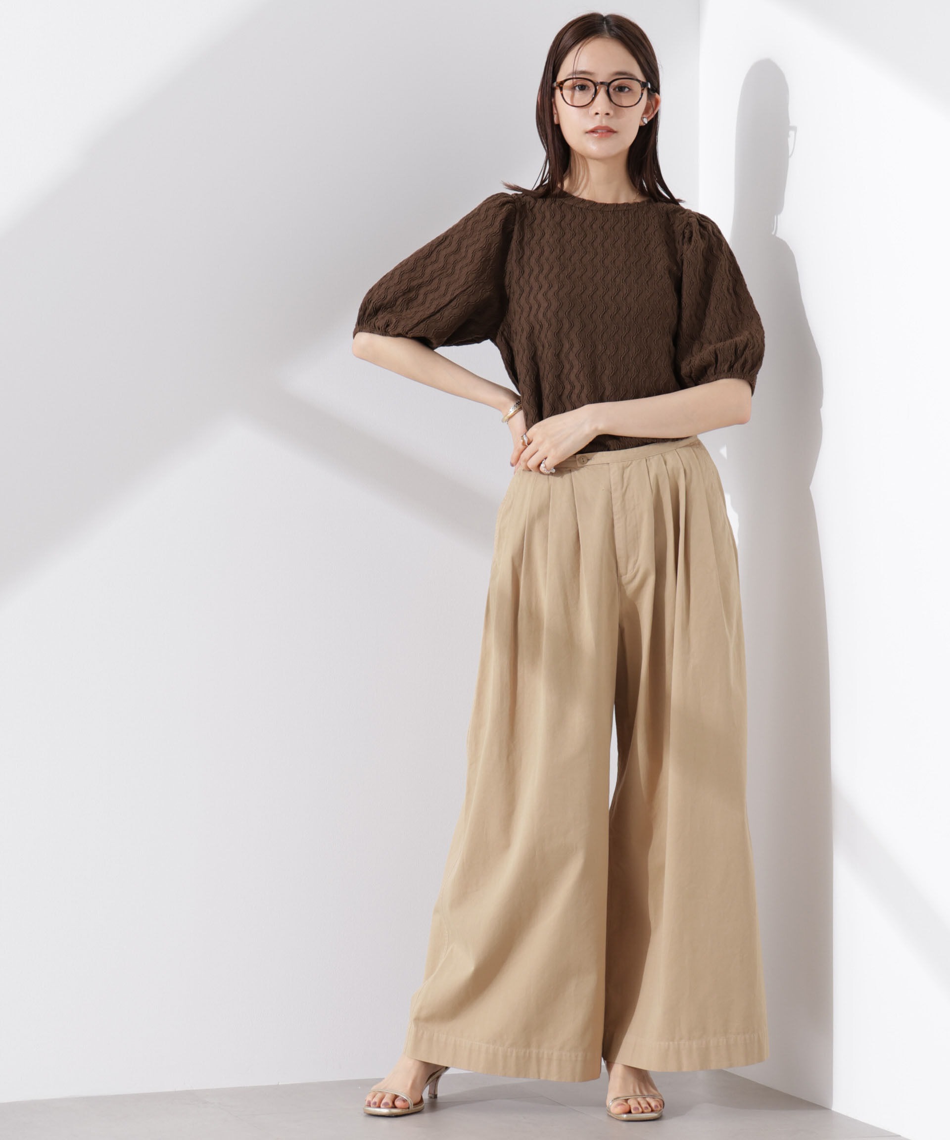 nano･universe「ウェーブジャガードボリュームスリーブプルオーバー」|Tシャツ・カットソー|