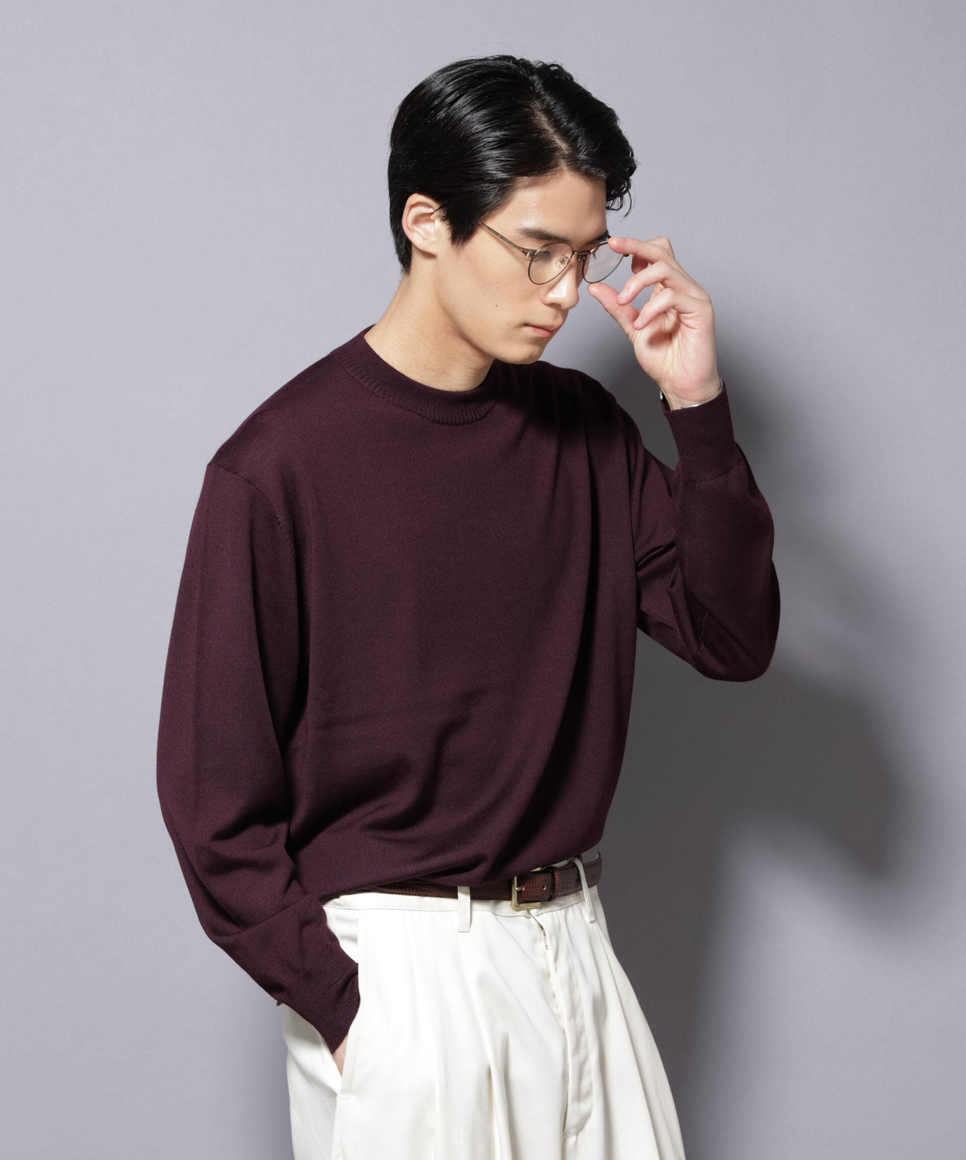 nano･universe「「毛玉レスニット」ファインゲージクルーネック」|ニット・セーター|