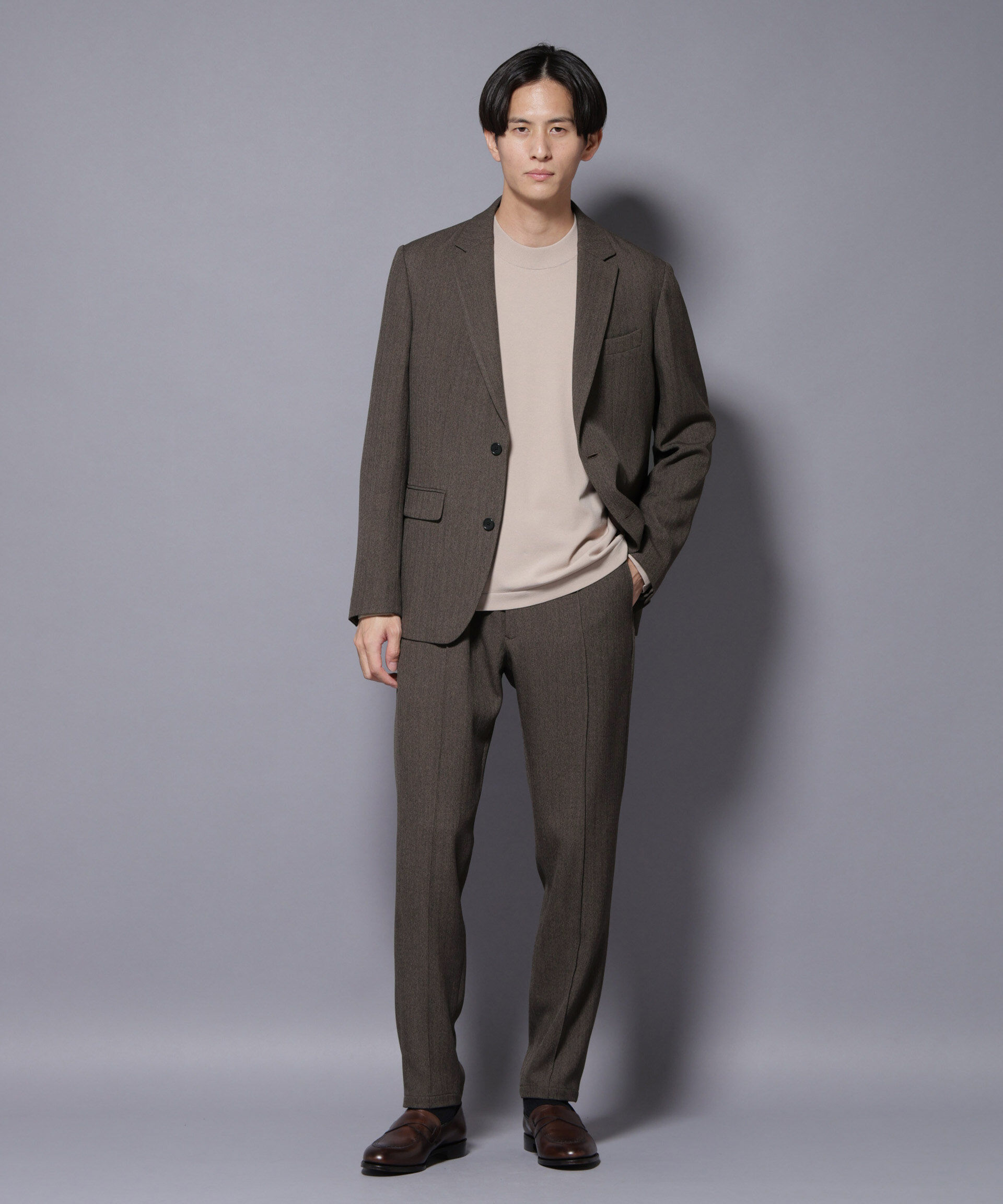 nano･universe「｢N TROUSERS BASIC｣ 洗えるMIXツイードストレッチパンツ(セットアップ可)」|スーツ|