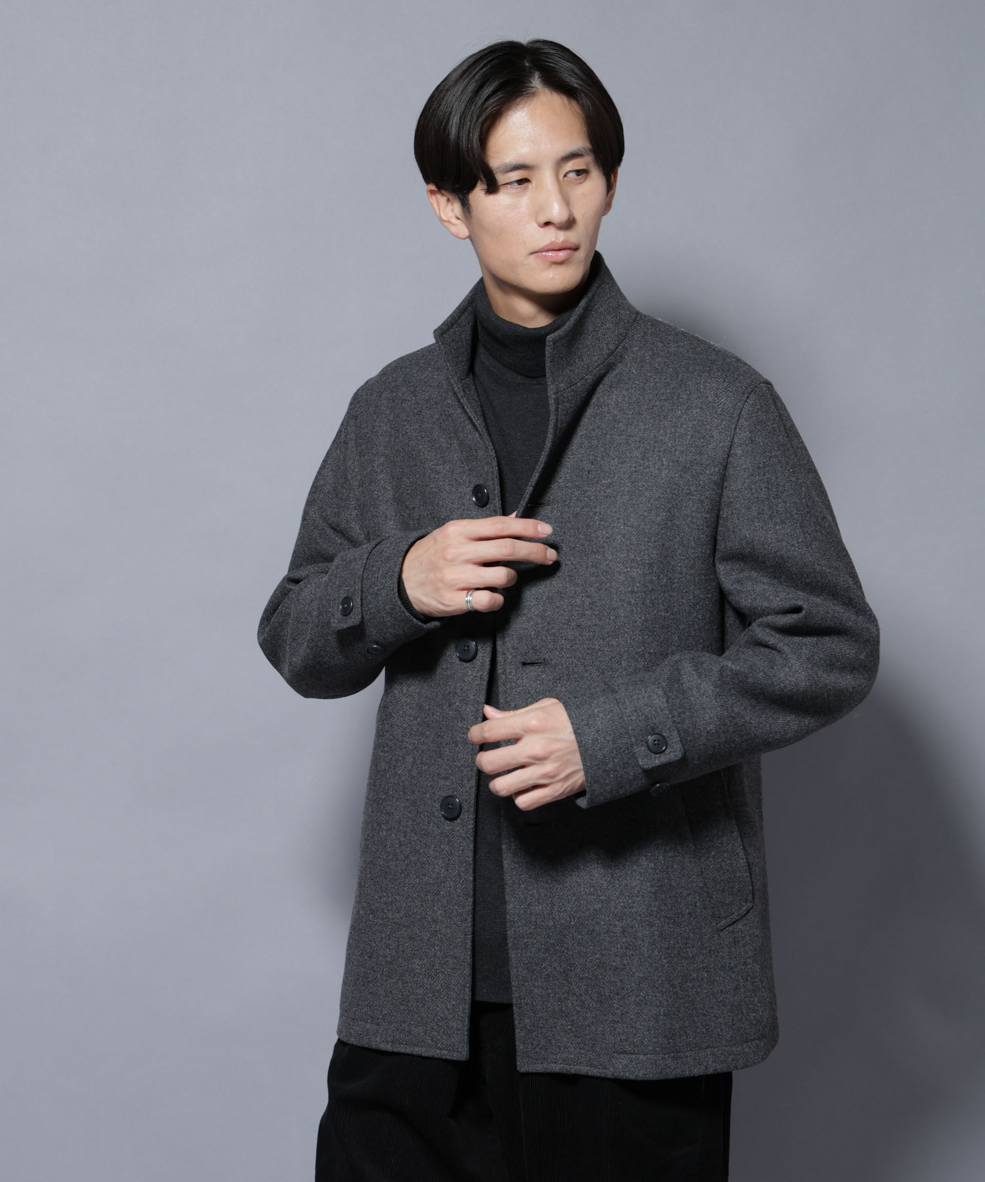 nano･universe「ウール/Nメルトンスタンドカラーコート」|その他|トップグレー4