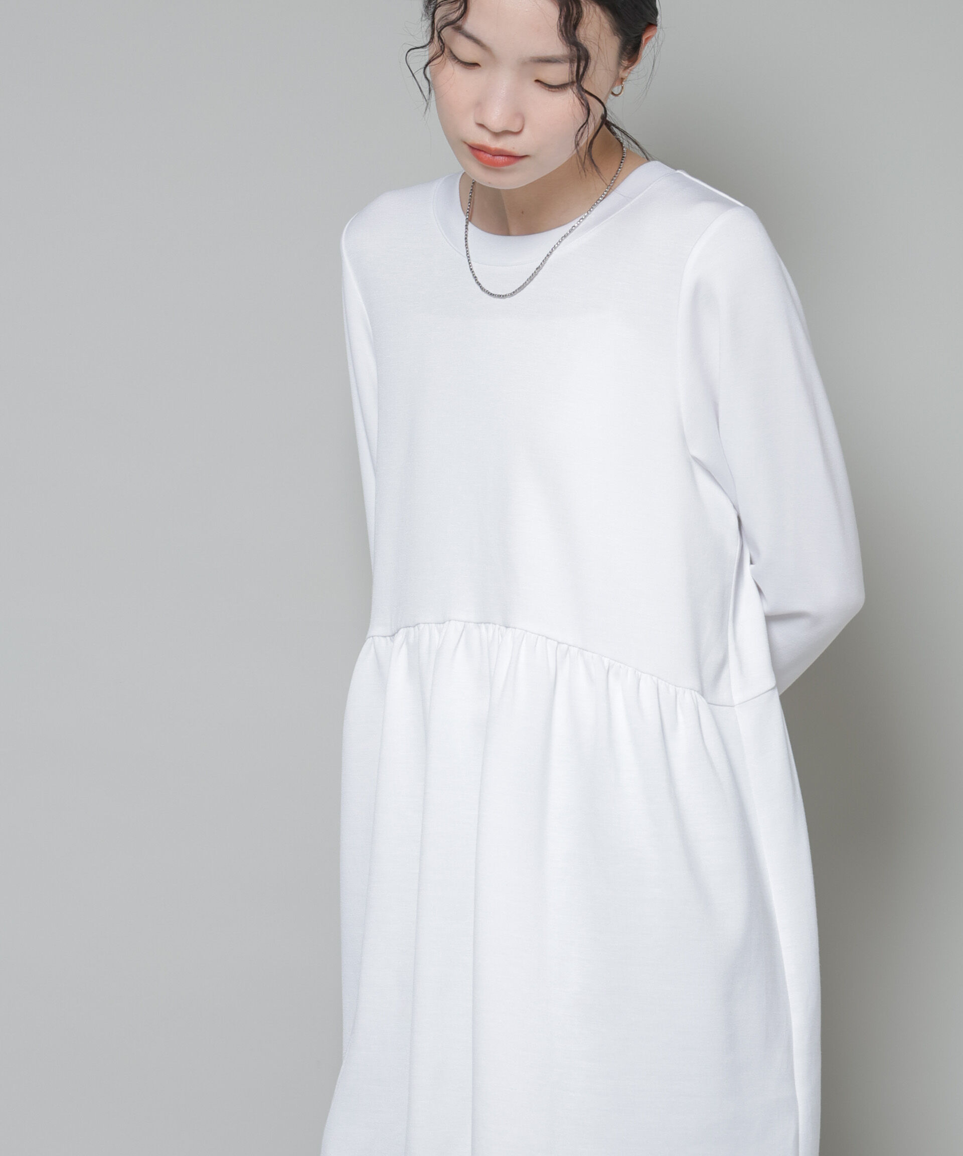 nano･universe「サーモジャージーウエスト切り替えギャザープルオーバー」|Tシャツ・カットソー|