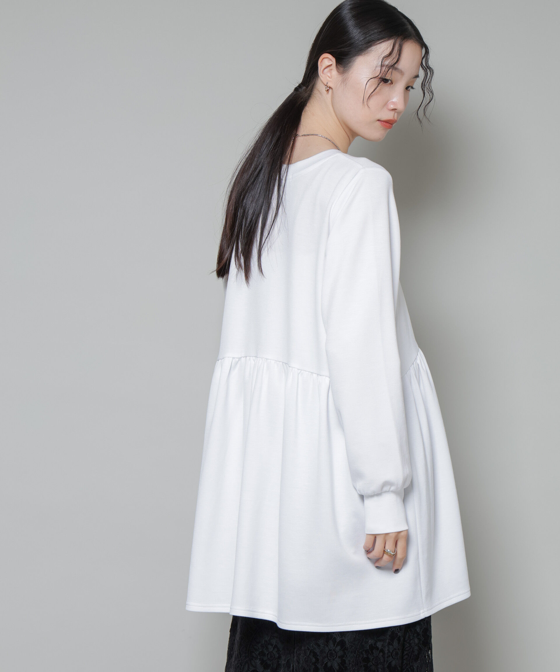 nano･universe「サーモジャージーウエスト切り替えギャザープルオーバー」|Tシャツ・カットソー|