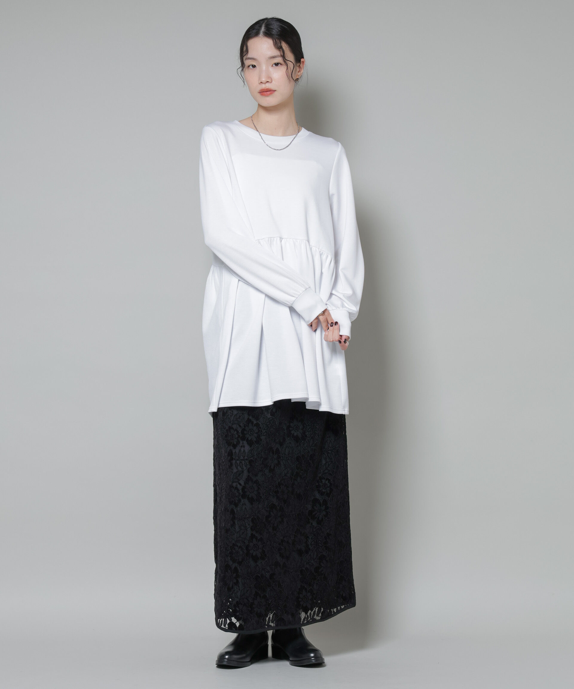 nano･universe「サーモジャージーウエスト切り替えギャザープルオーバー」|Tシャツ・カットソー|