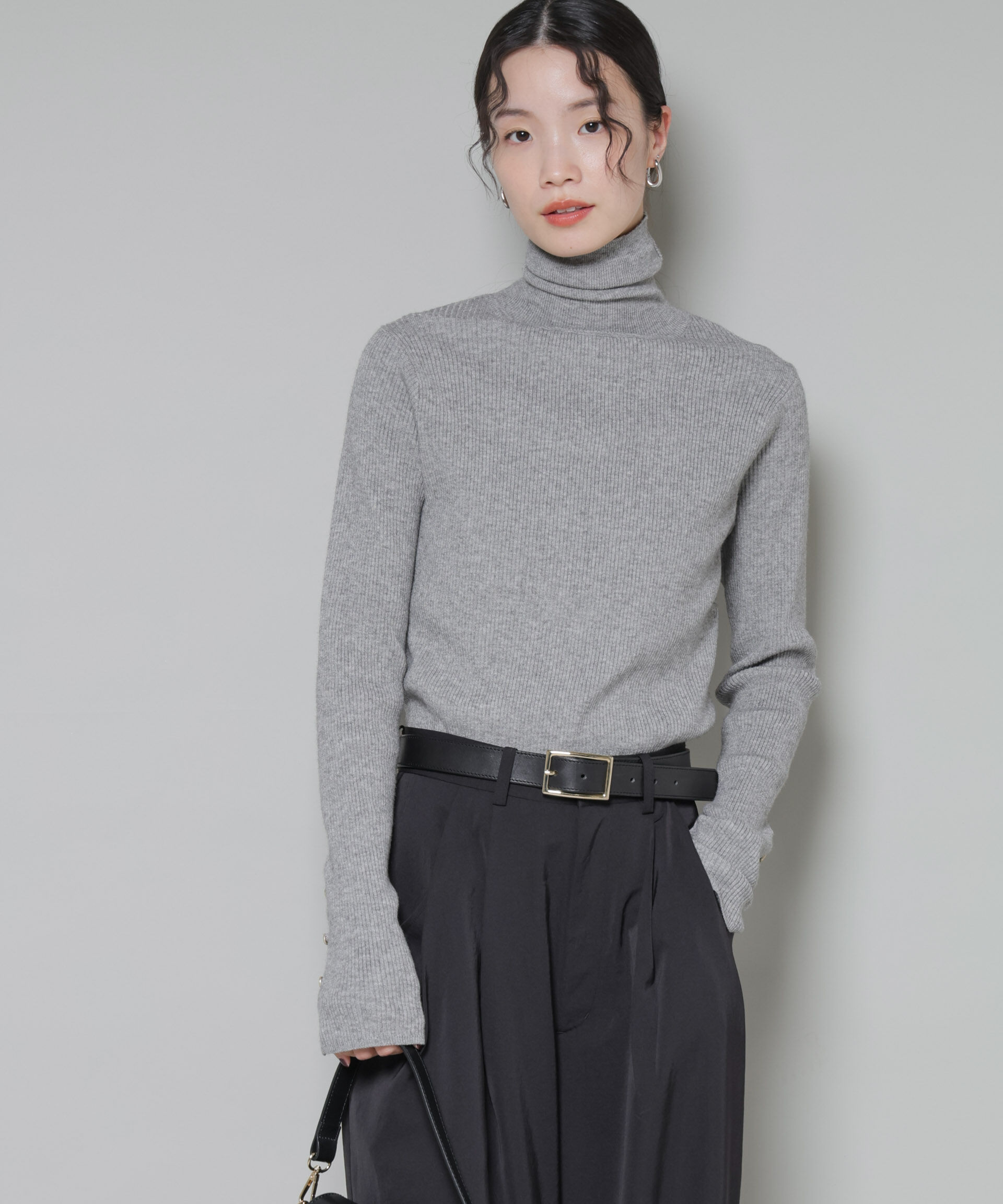 nano･universe「洗濯機洗可メタルボタンリブニット」|ニット・セーター|