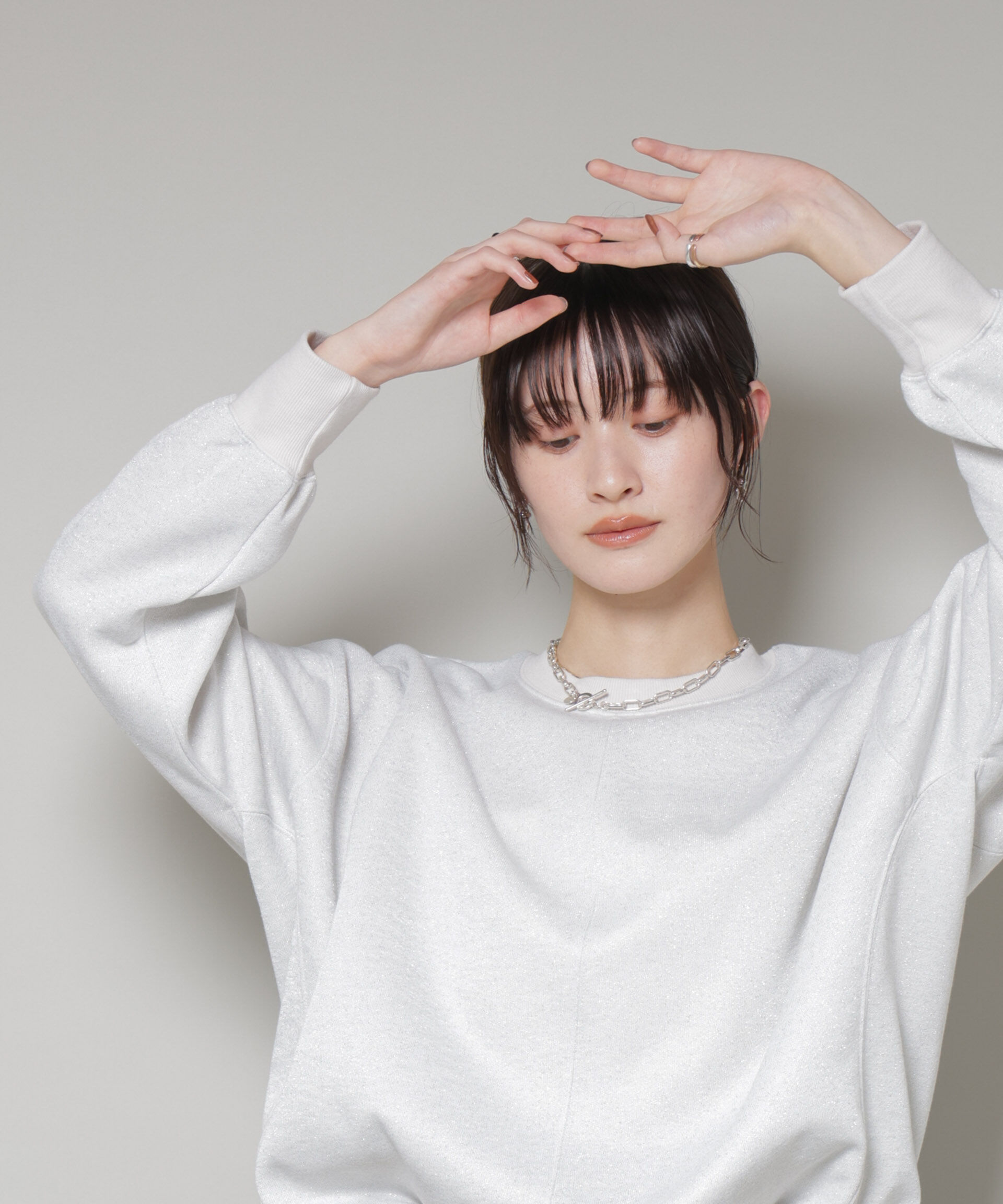 nano･universe「ラメ裏毛トップス」|Tシャツ・カットソー|