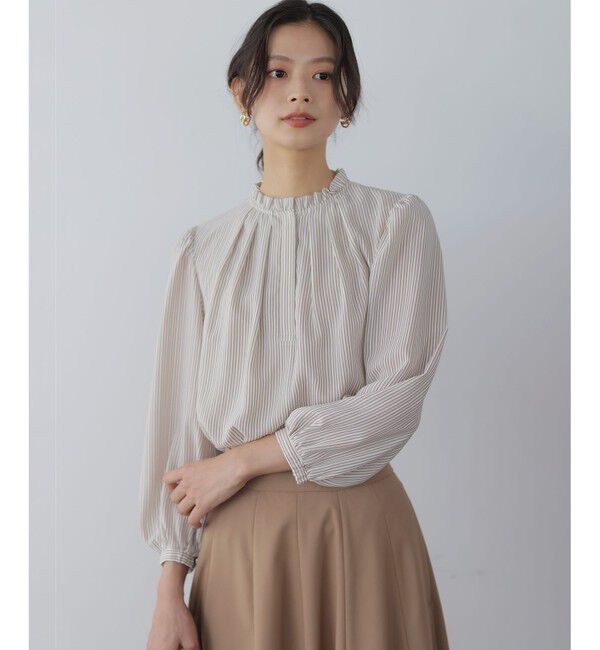 組曲「ライトデシンフリル襟 ブラウス」|シャツ・ブラウス|ベージュ系1
