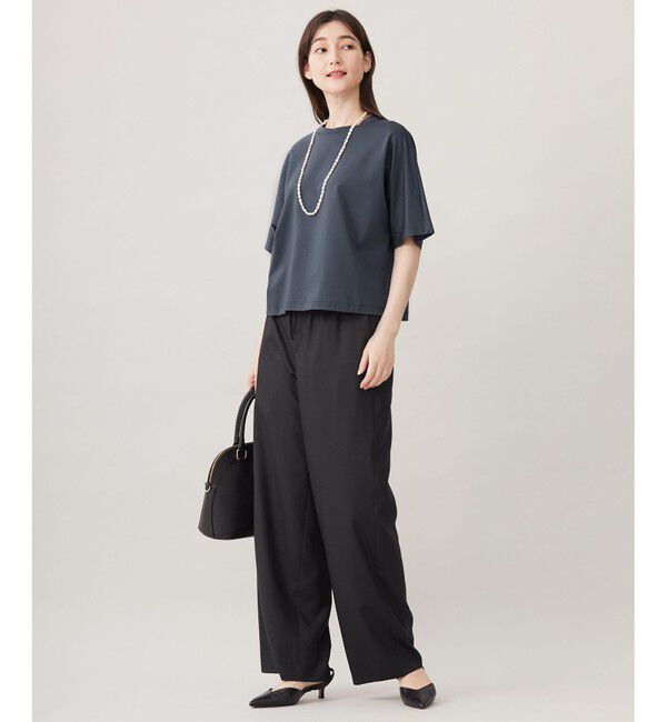 自由区「【洗える】ハイカウントクロップド丈 カットソー」|Tシャツ・カットソー|