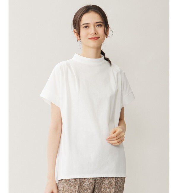 自由区「【洗える】ハイカウントハイネック カットソー」|Tシャツ・カットソー|オフホワイト