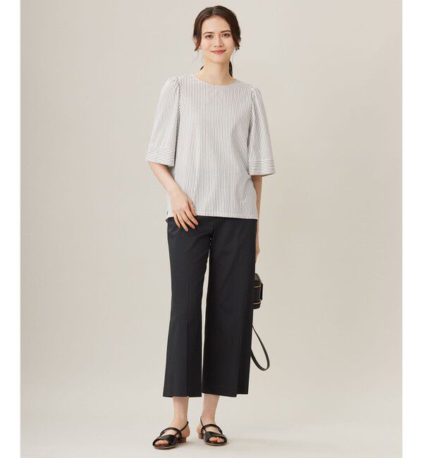 自由区「【洗える】リヨセルコットンストライプ カットソー」|Tシャツ・カットソー|