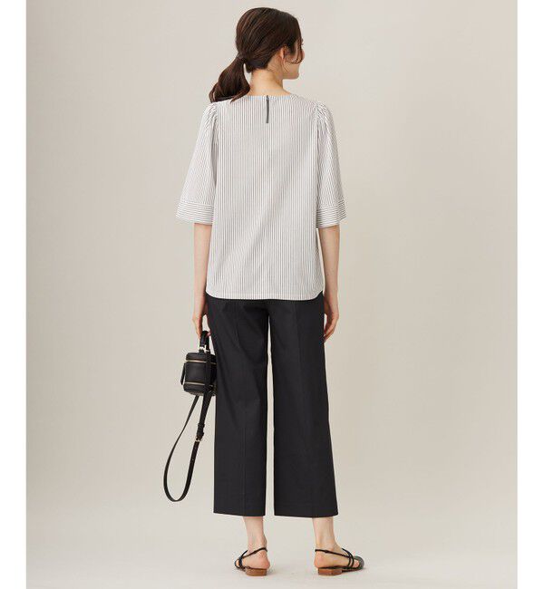 自由区「【洗える】リヨセルコットンストライプ カットソー」|Tシャツ・カットソー|