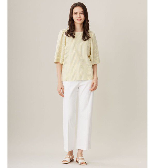 自由区「【洗える】リヨセルコットンストライプ カットソー」|Tシャツ・カットソー|