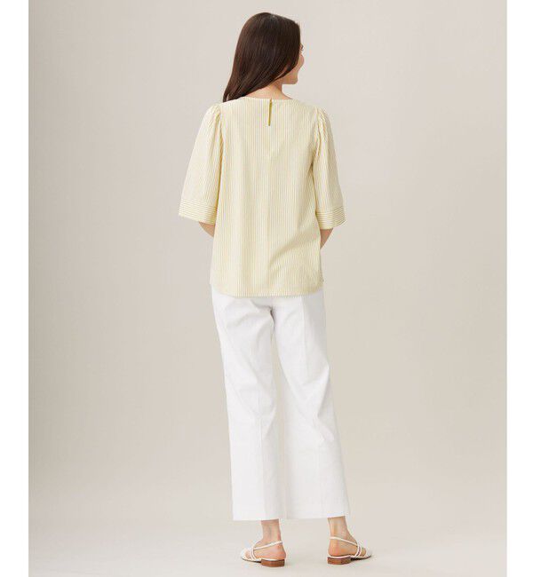 自由区「【洗える】リヨセルコットンストライプ カットソー」|Tシャツ・カットソー|