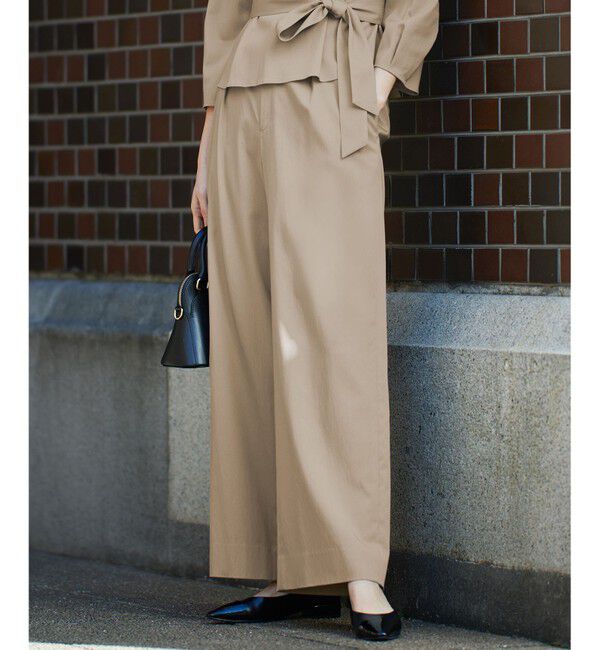 自由区「【セットアップ対応・洗える】ドレープツイルワイド パンツ」|その他|ベージュ