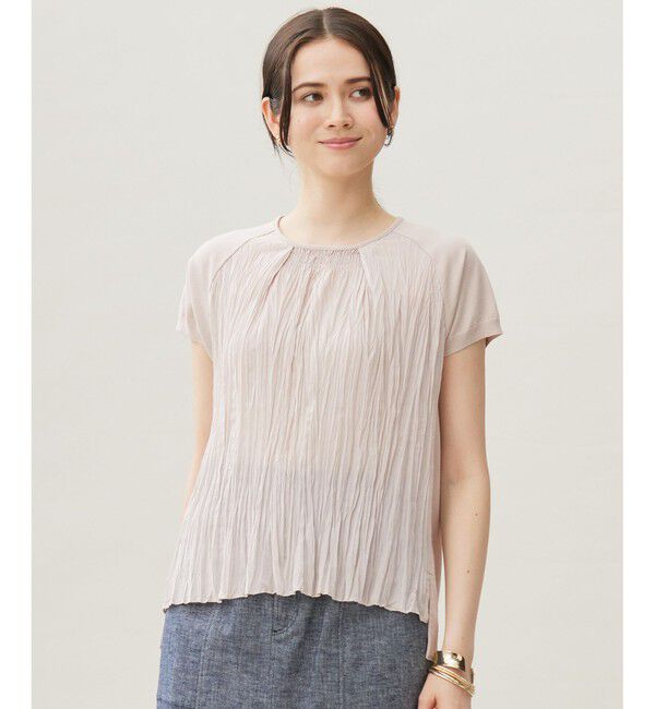 自由区「【洗える】ジョーゼットプリーツコンビ カットソー」|Tシャツ・カットソー|ｻﾝﾄﾞﾍﾞ